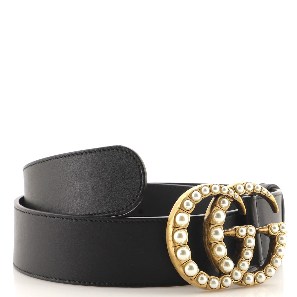 Pearly GG Marmont Belt Leather Wide 75