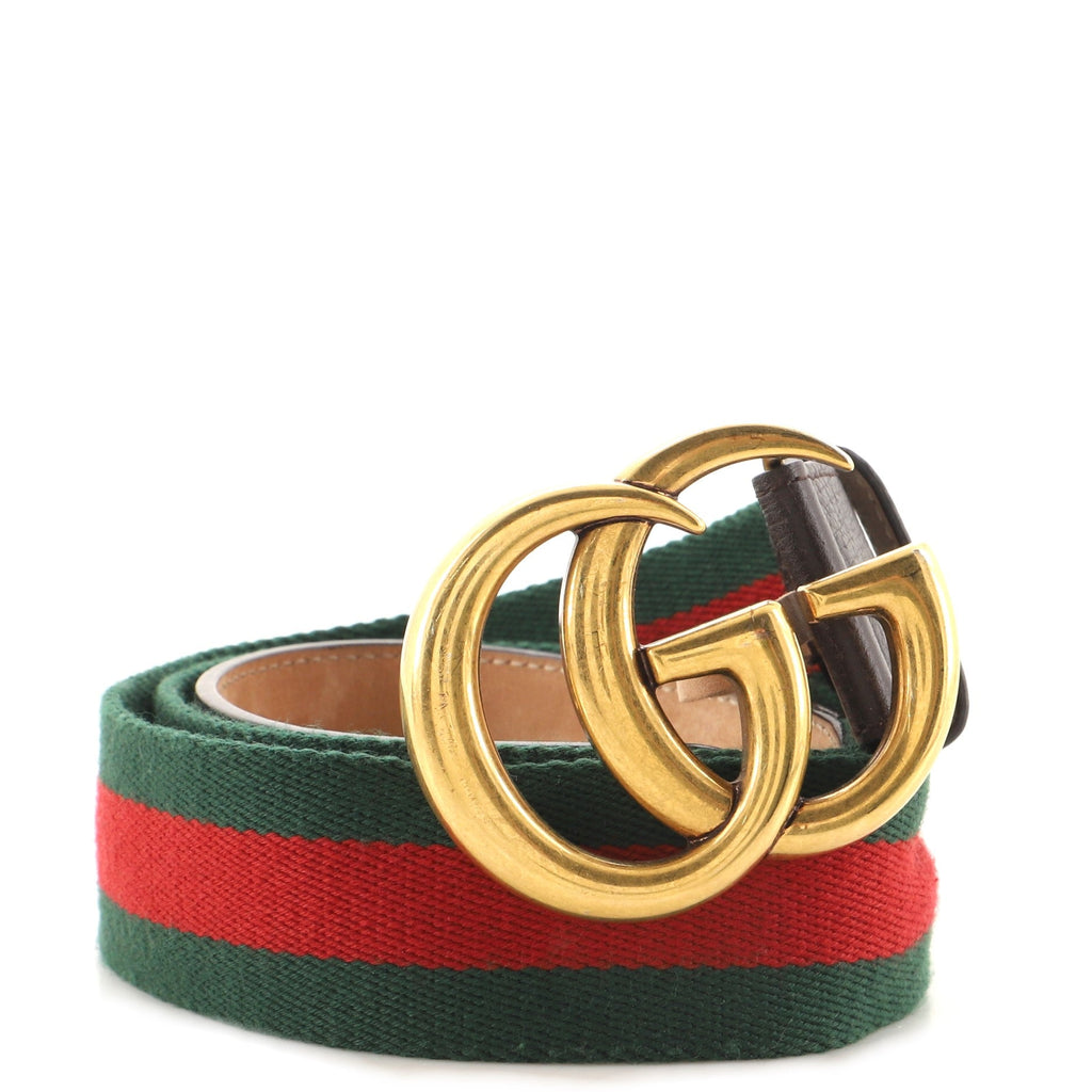 GG Marmont Web Belt Canvas and Leather Wide 90