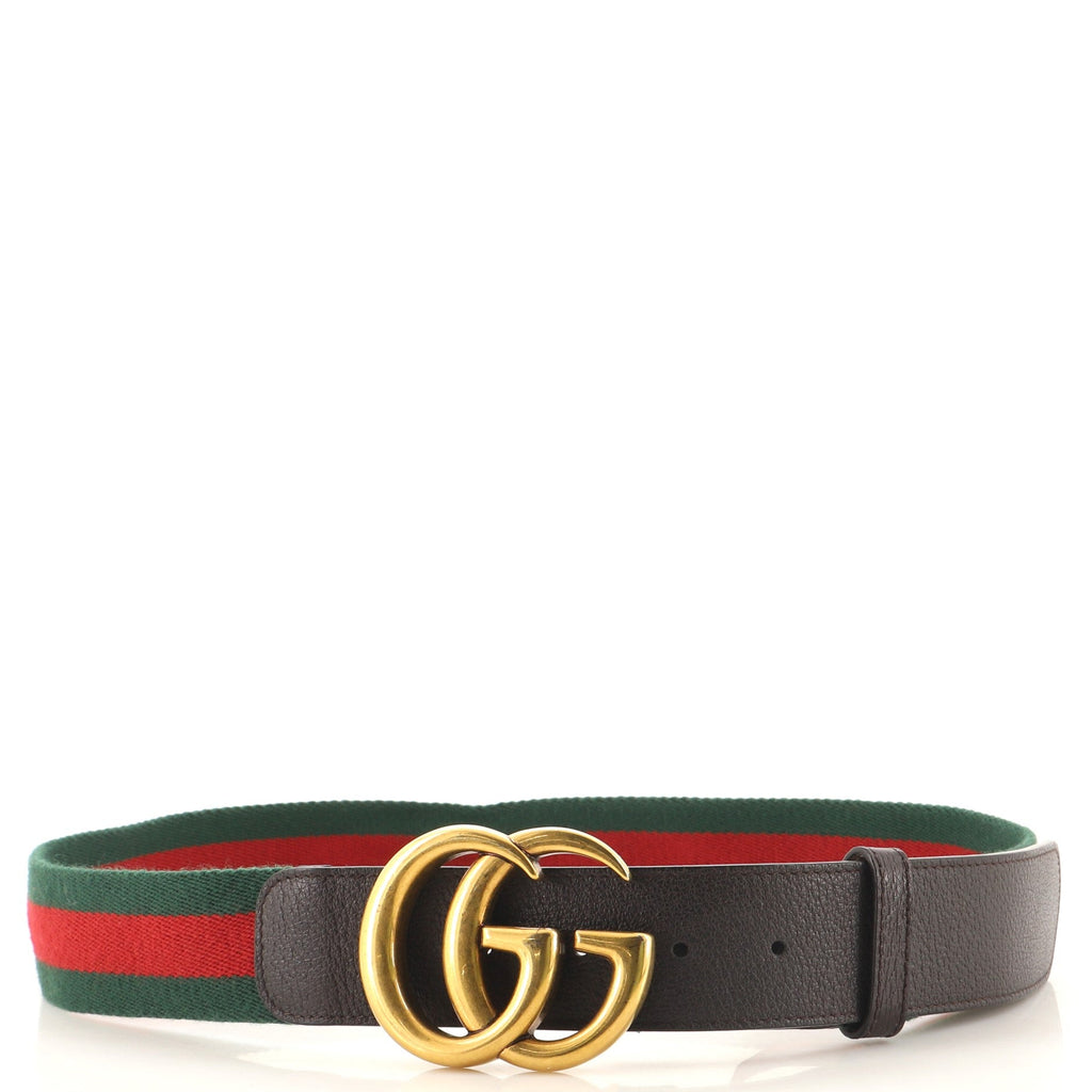 GG Marmont Web Belt Canvas and Leather Wide 90