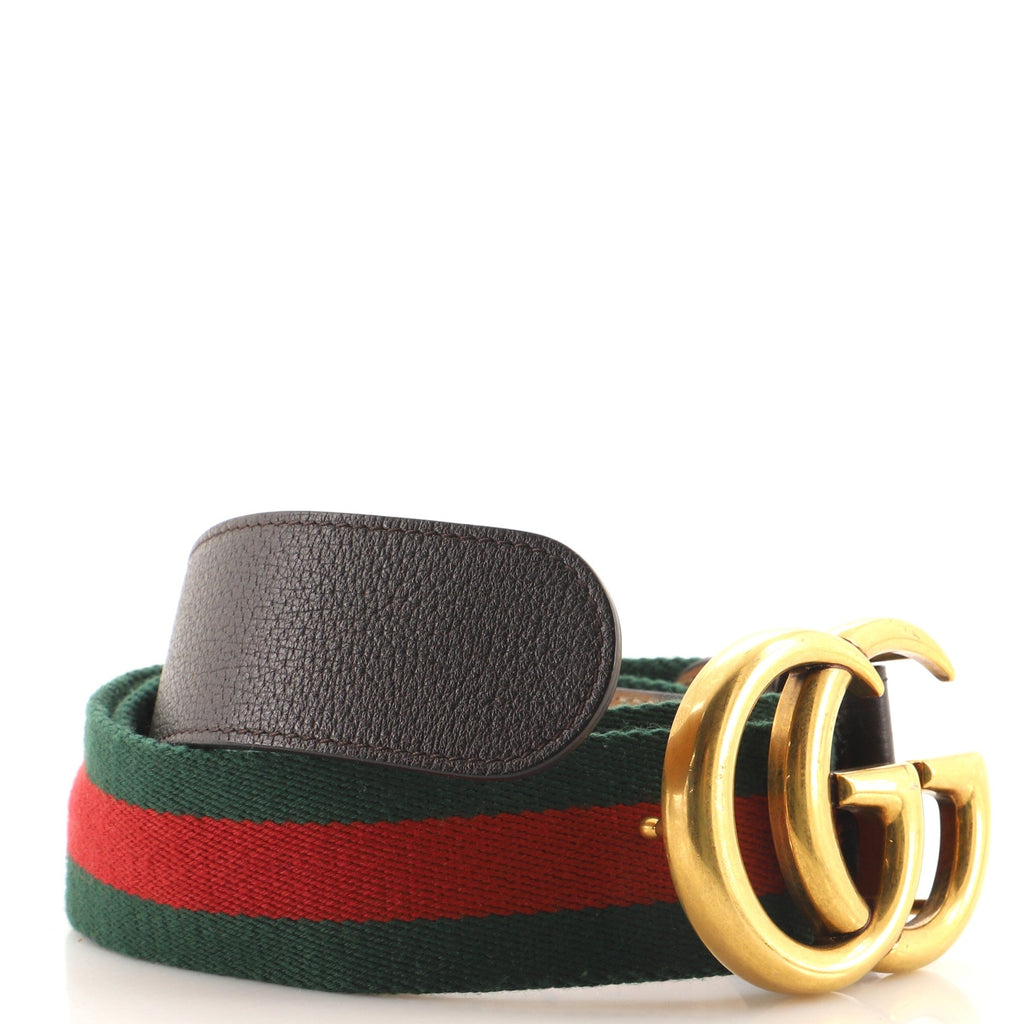 GG Marmont Web Belt Canvas and Leather Wide 90