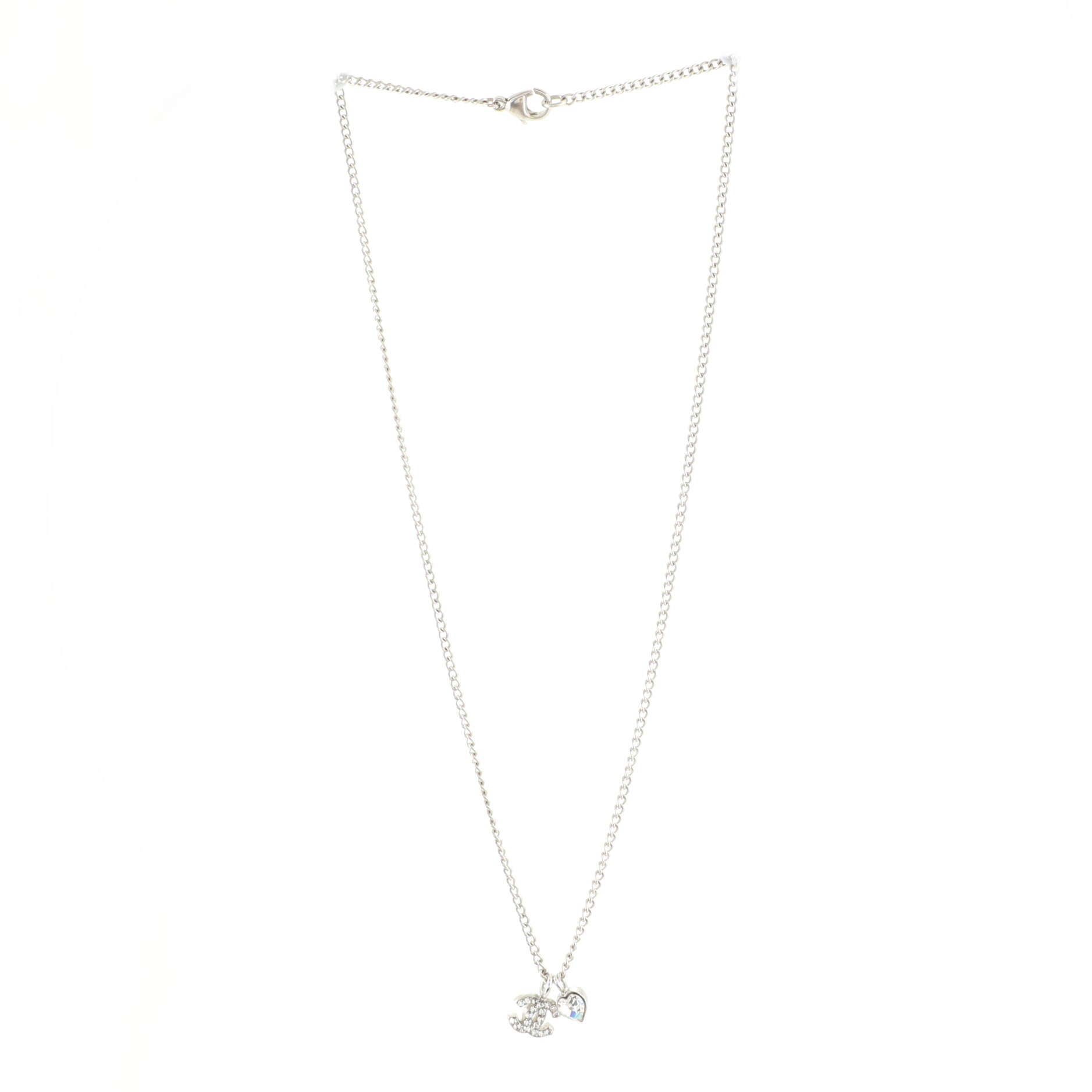 CC Crystal Logo Necklace Metal