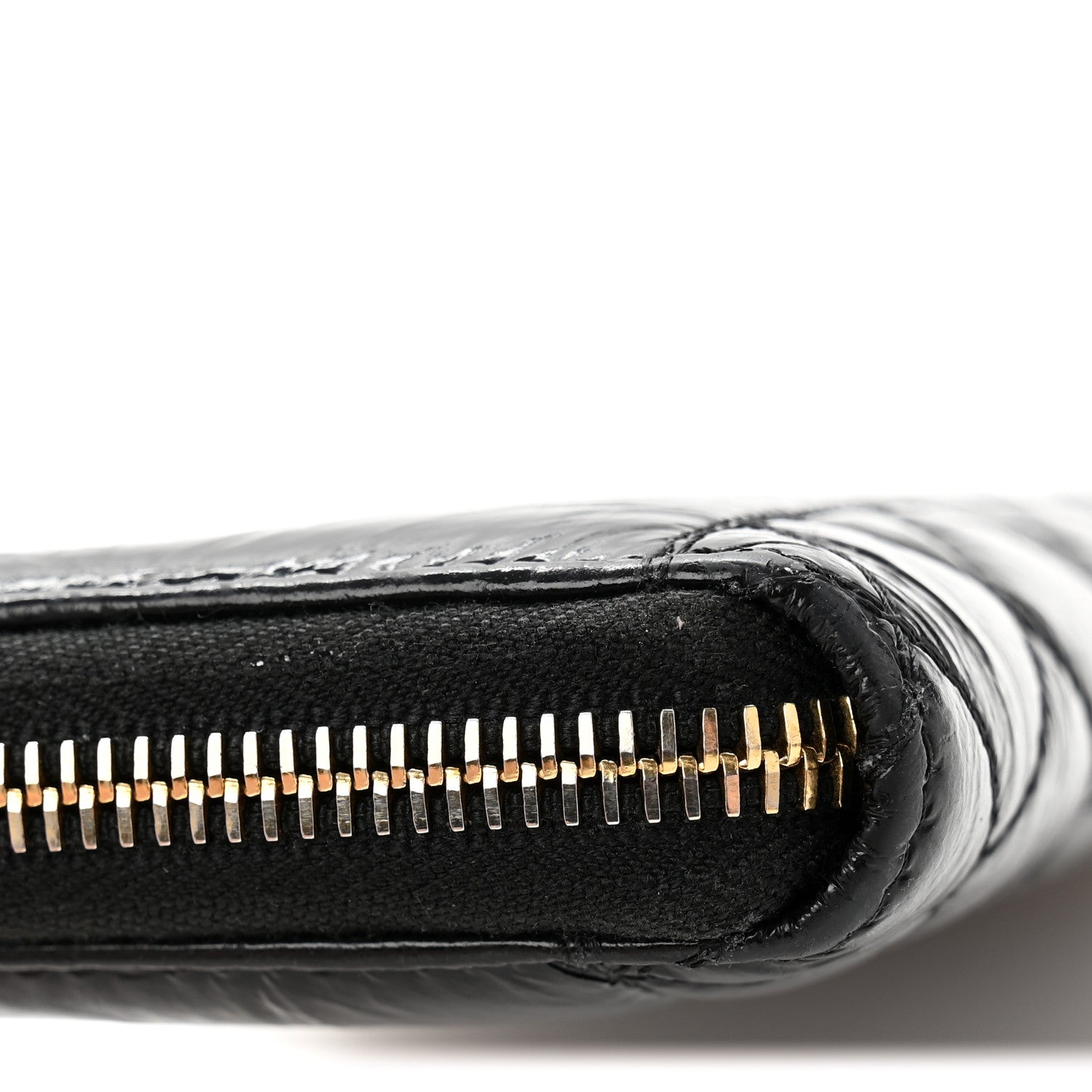 Shiny Aged Calfskin Quilted CC Wallet Black