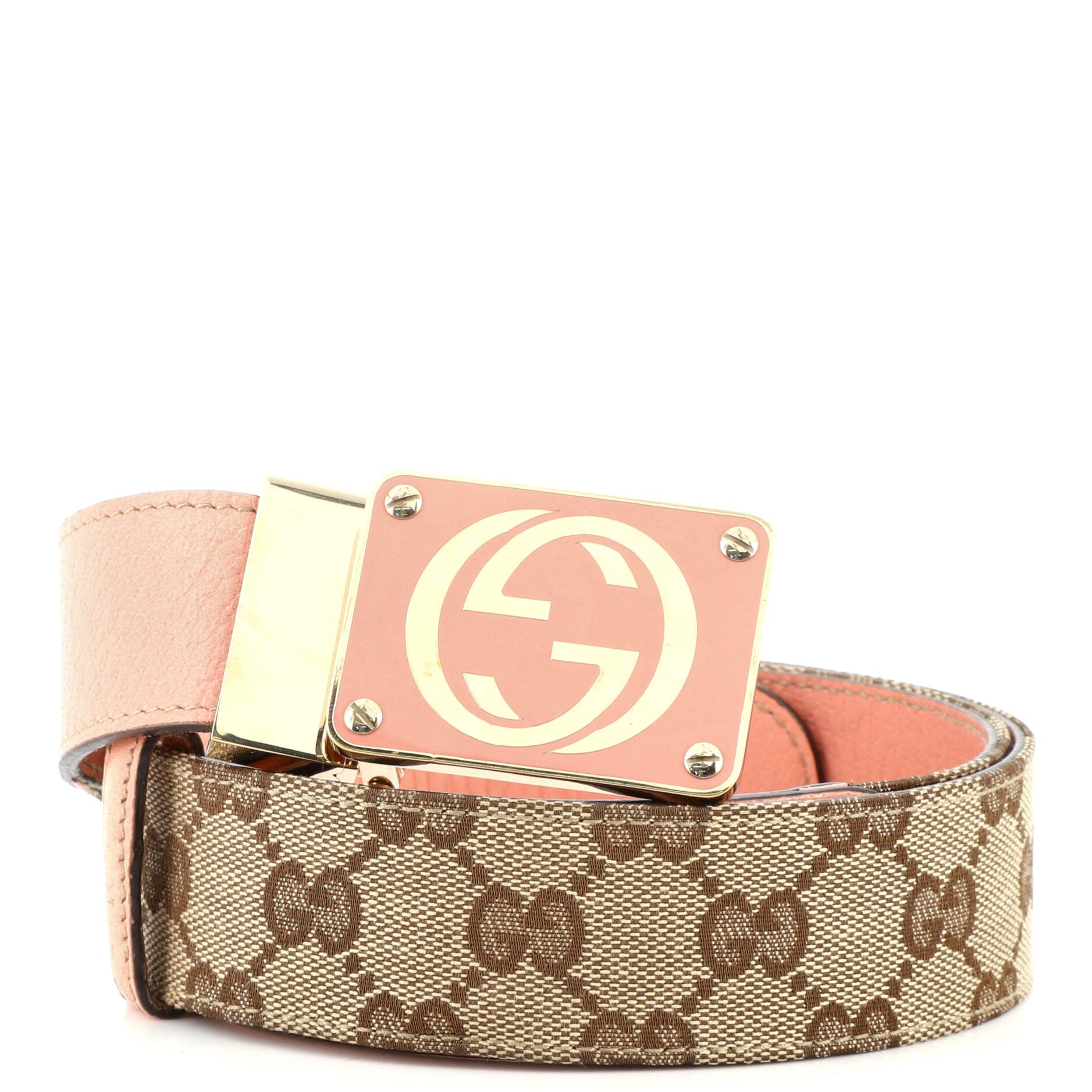 GG Plaque Belt GG Canvas and Leather Medium 85