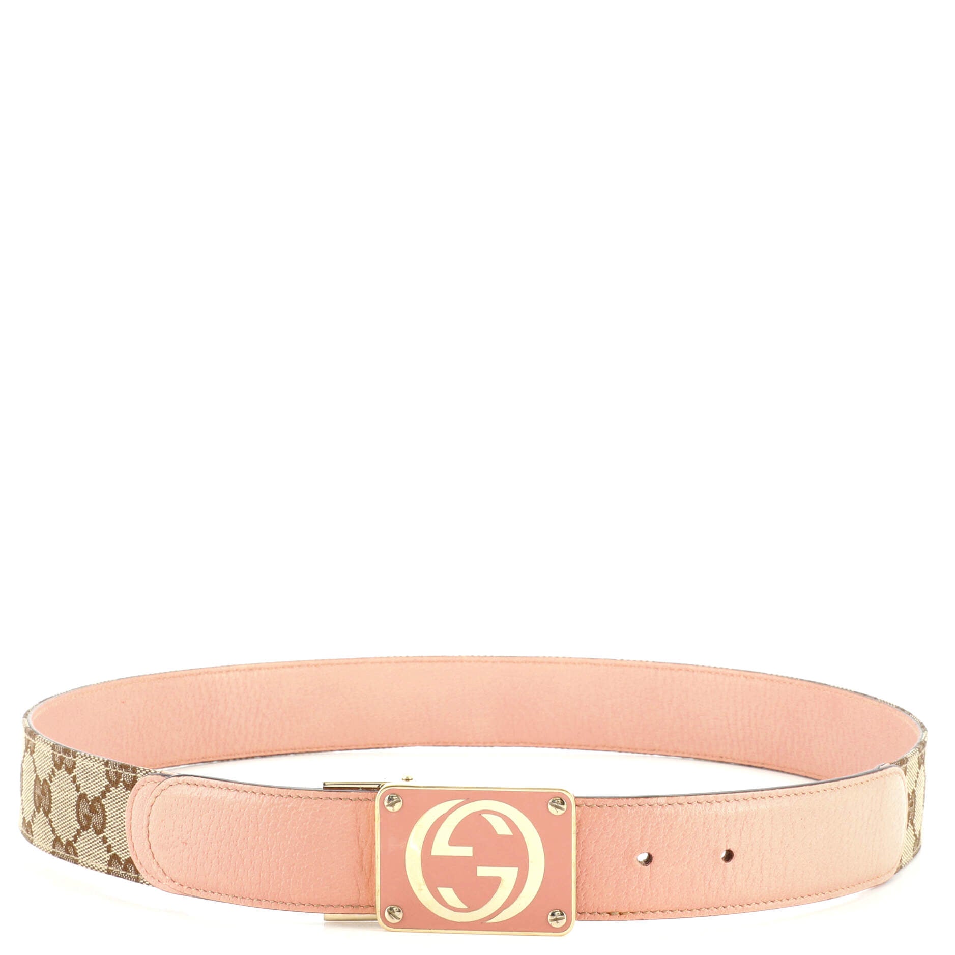 GG Plaque Belt GG Canvas and Leather Medium 85