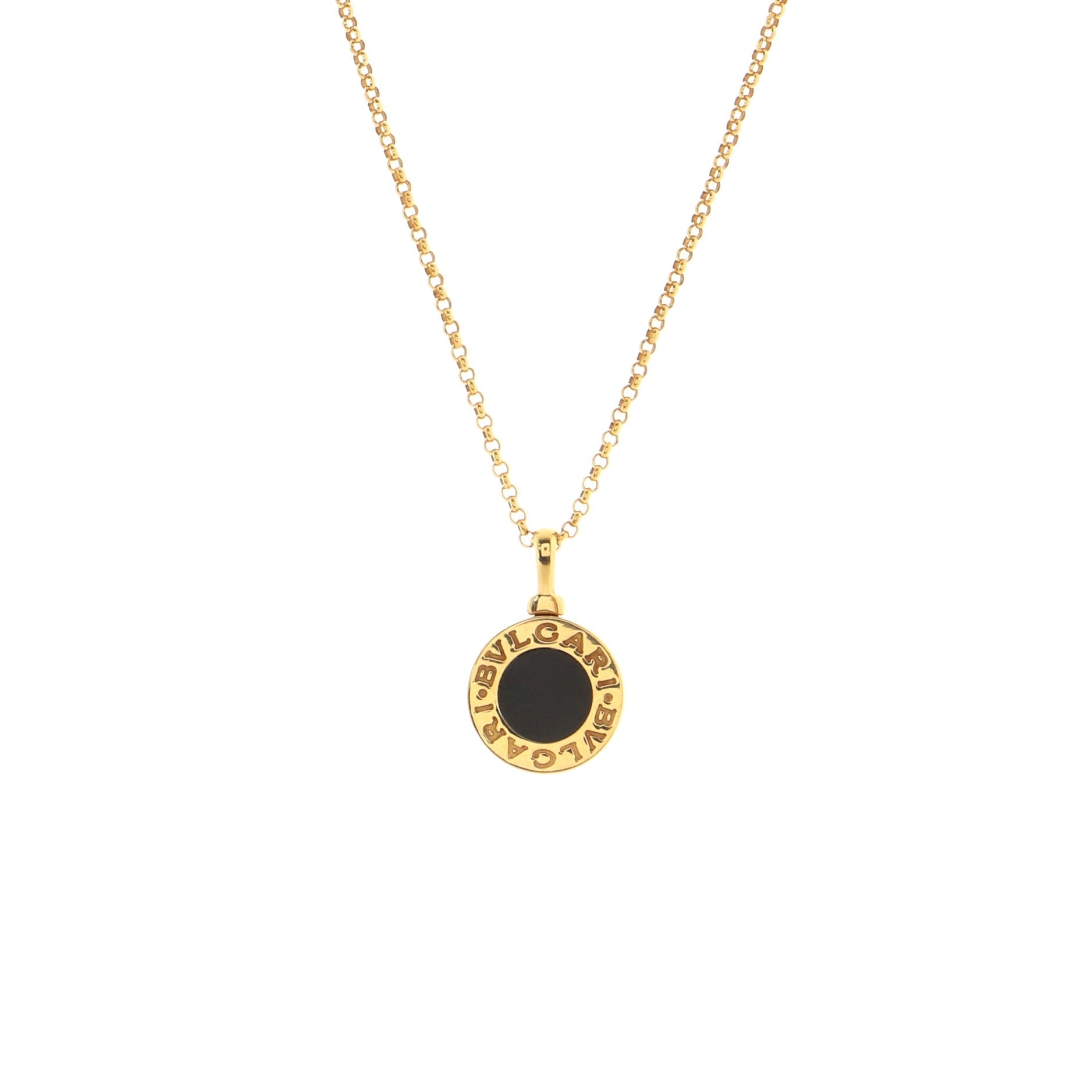 Bvlgari Bvlgari Pendant Necklace 18K Yellow Gold with Onyx