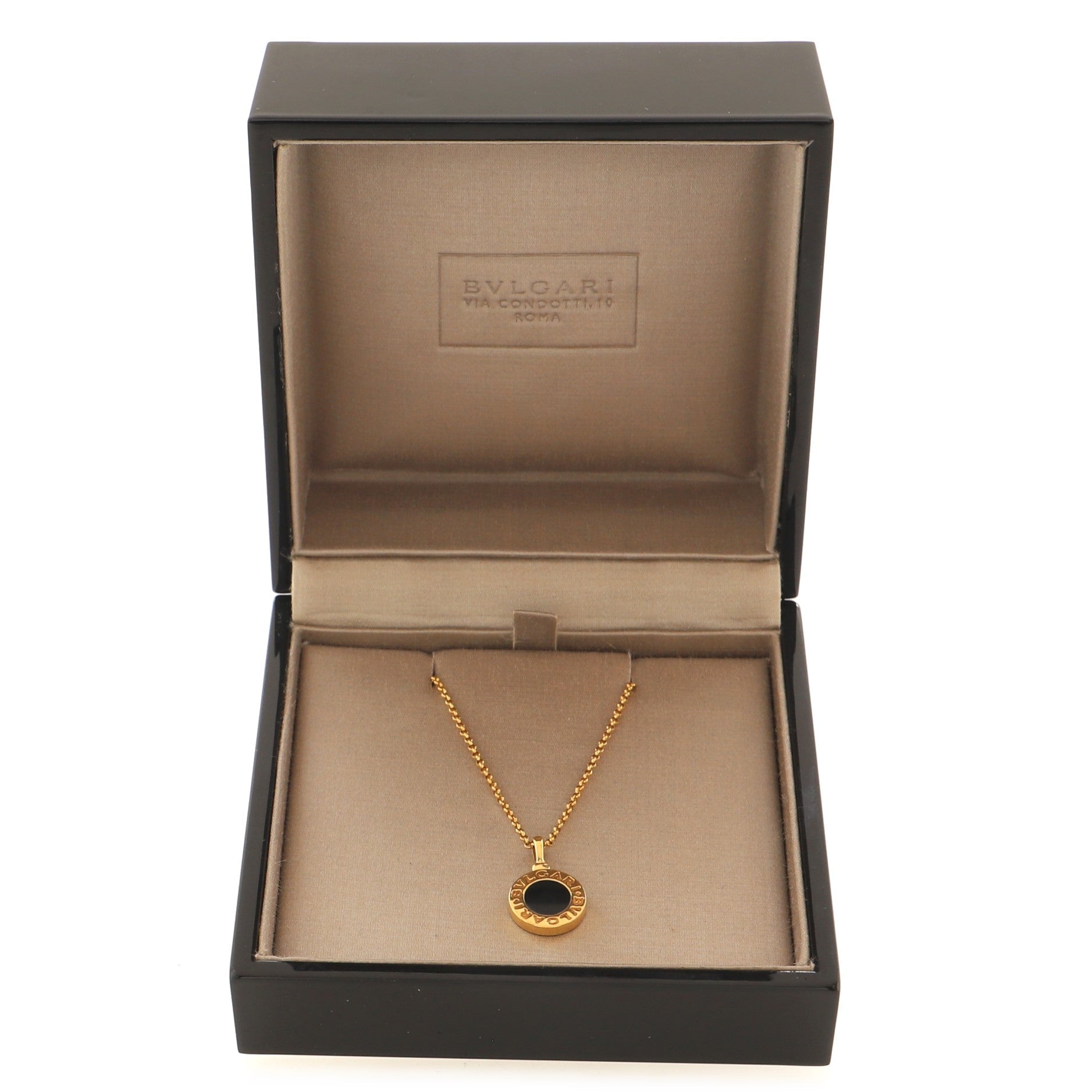 Bvlgari Bvlgari Pendant Necklace 18K Yellow Gold with Onyx