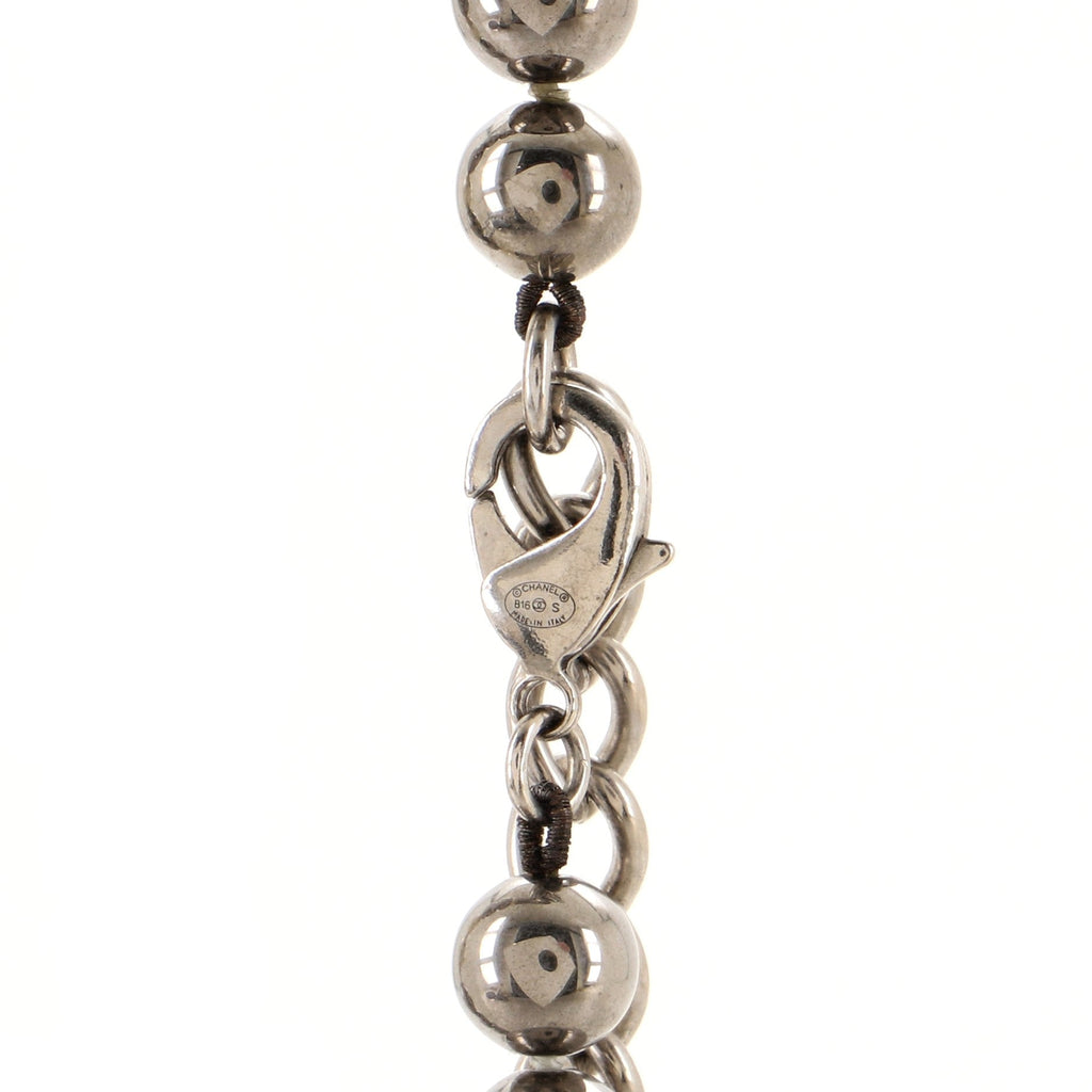 CC Long Necklace Faux Pearls and Metal