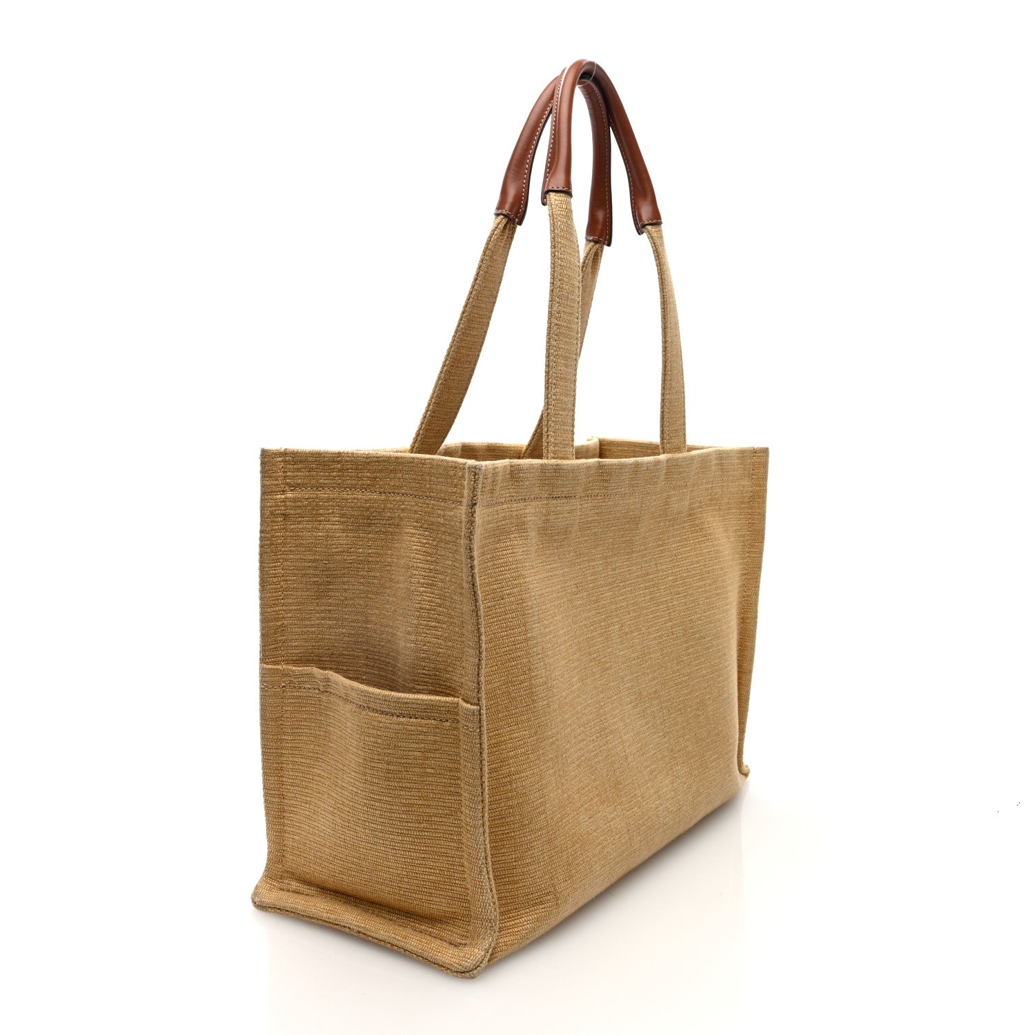 Canvas Calfskin Triomphe Large Cabas  Natural Tan