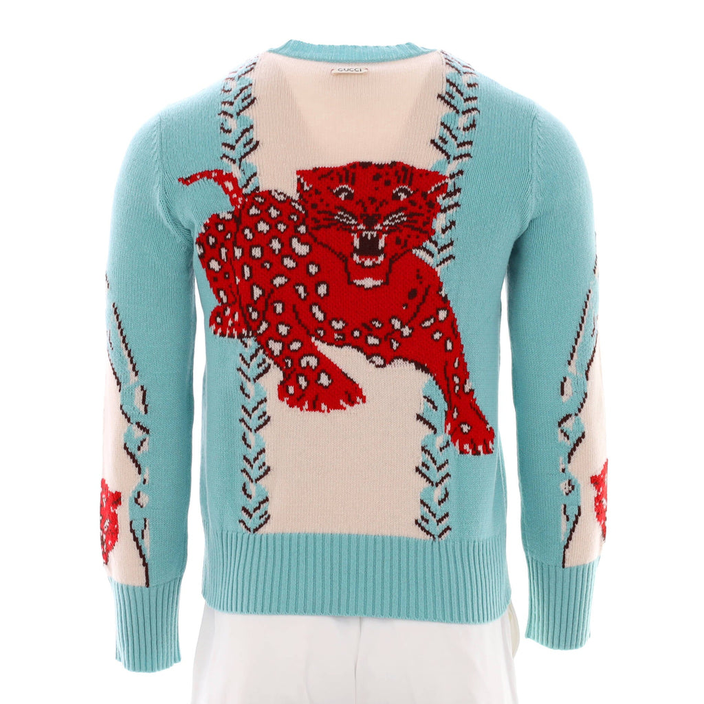Men's Leopard Intarsia Sweater Wool