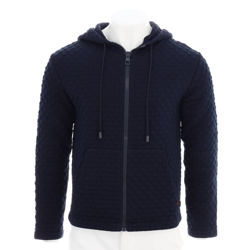 Men's 3D Damier Zip-Through Hoodie Cotton