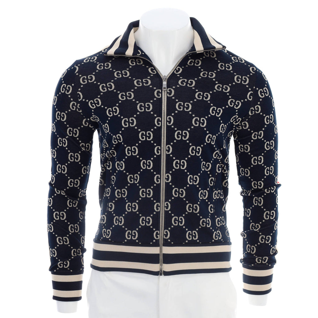 Men's Track Zip Up Jacket GG Jacquard Cotton