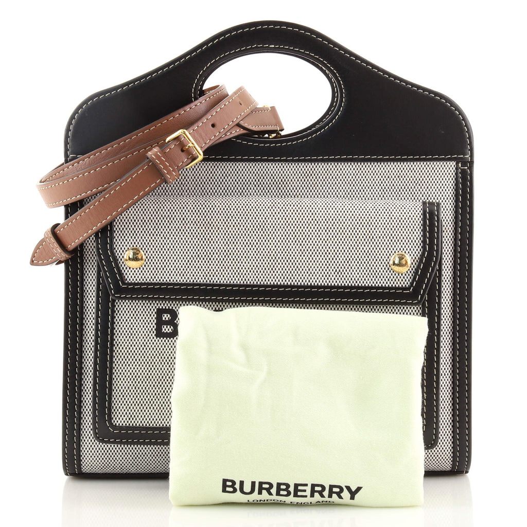 Logo Pocket Tote Canvas with Leather Mini