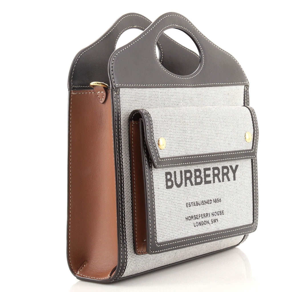 Logo Pocket Tote Canvas with Leather Mini