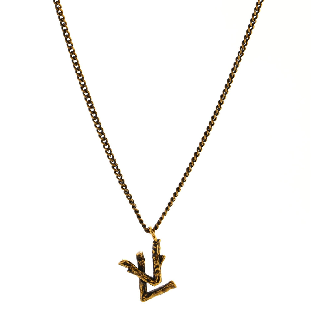 LV Wood Pendant Necklace Metal