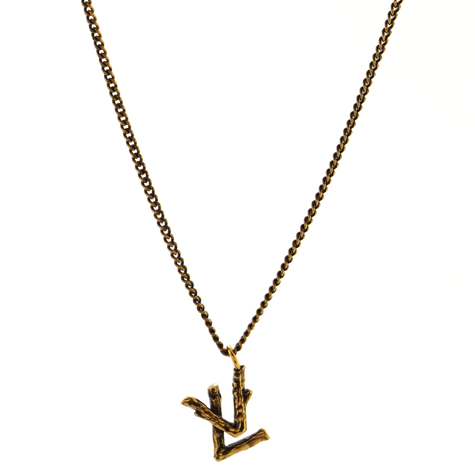 LV Wood Pendant Necklace Metal