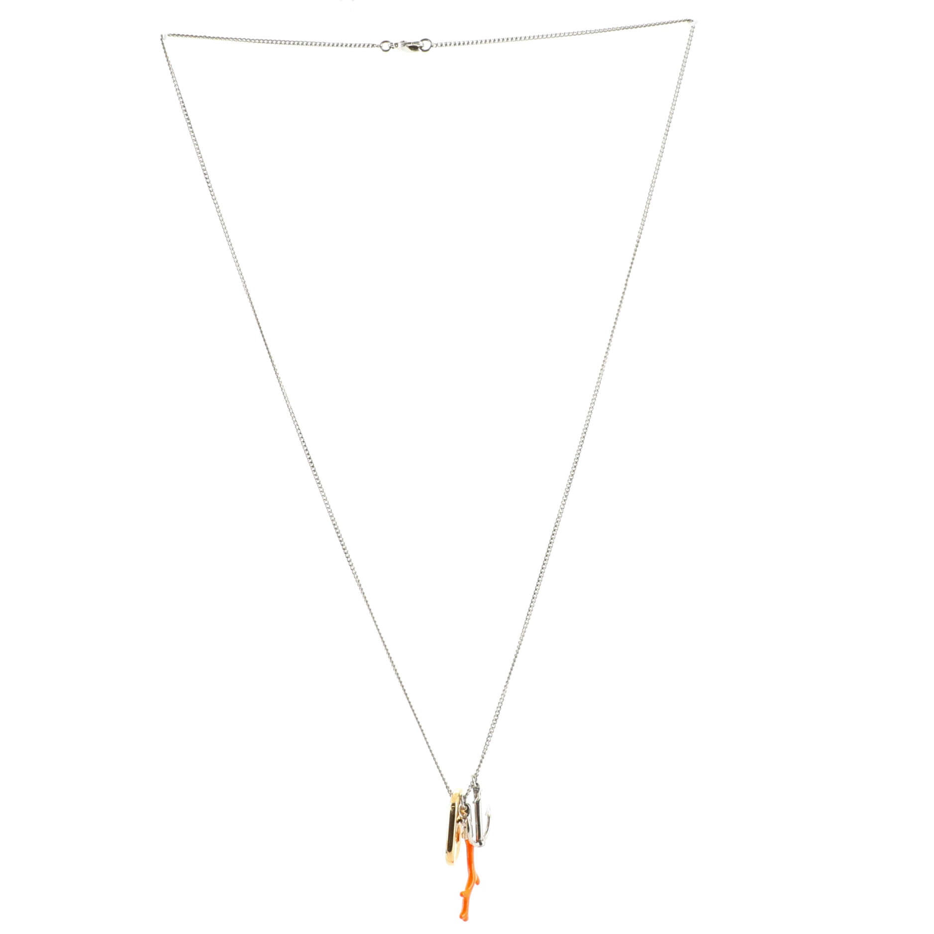 Coral Pull Tab Anchor Charms Necklace Metal with Enamel