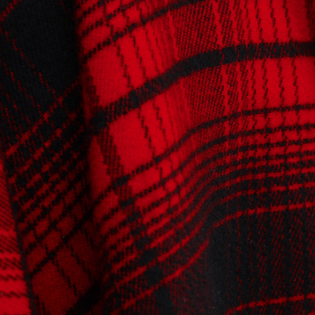 Women's Hooded Checked Poncho Wool