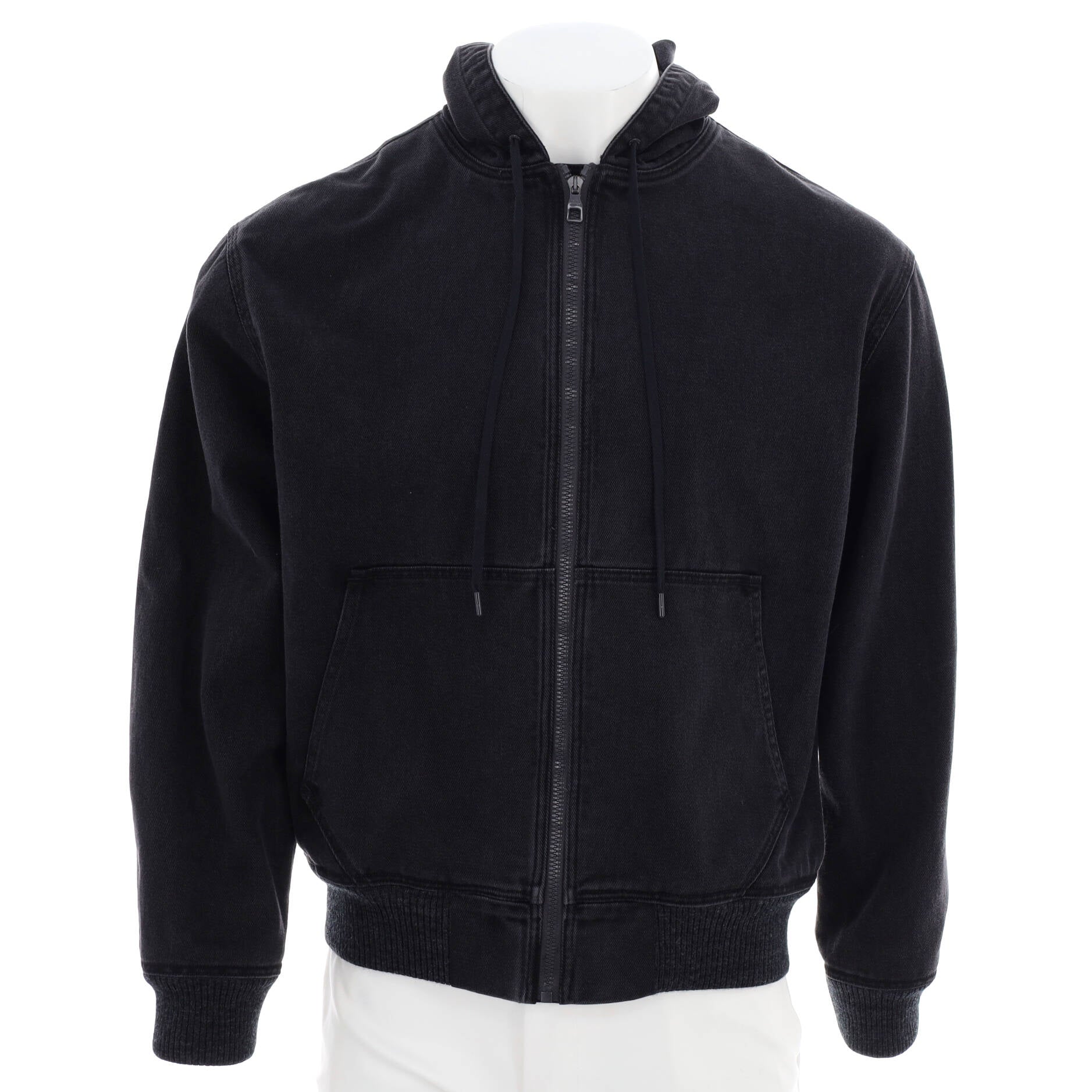 Men's Zip Through Hoodie Denim with Sash and Patches