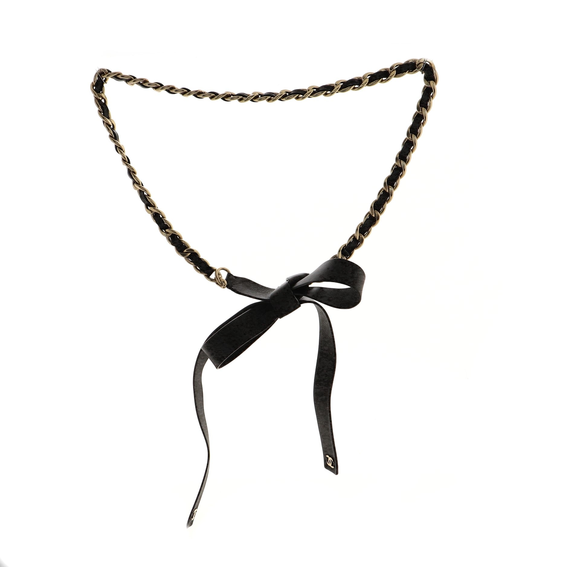 Bow Chain-Link Belt Lambskin and Metal 65