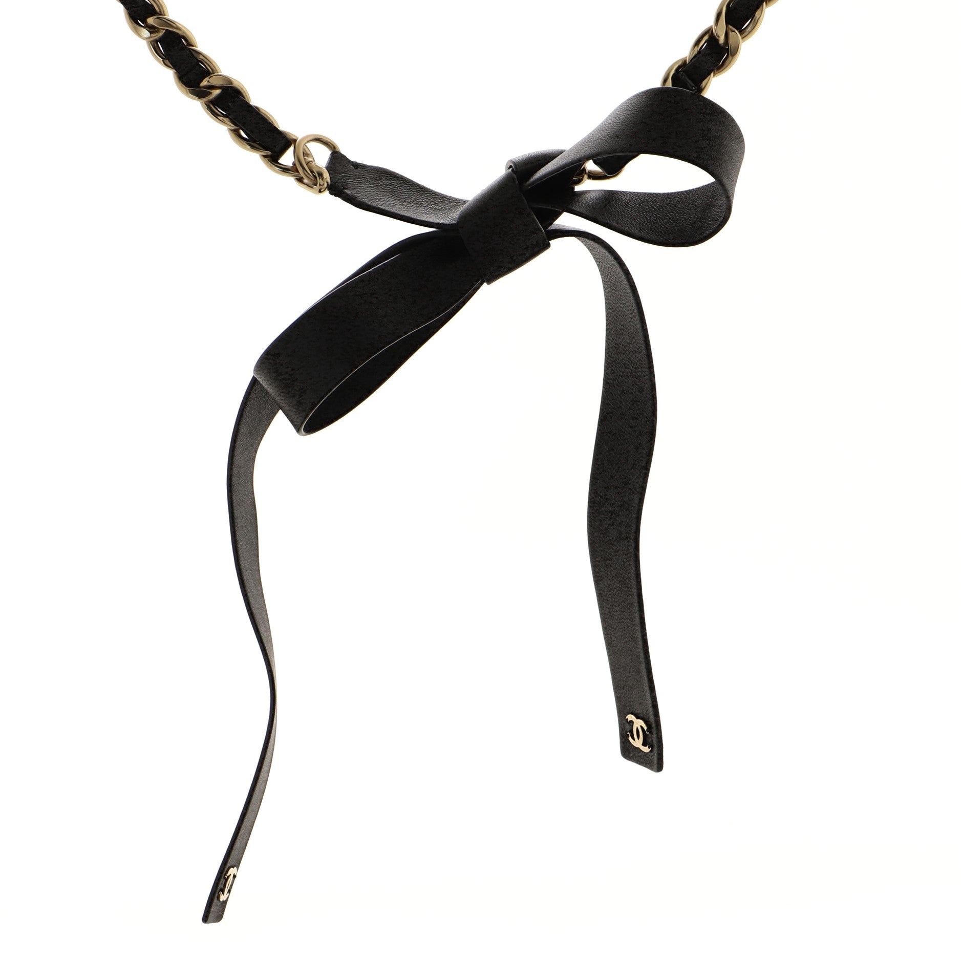 Bow Chain-Link Belt Lambskin and Metal 65