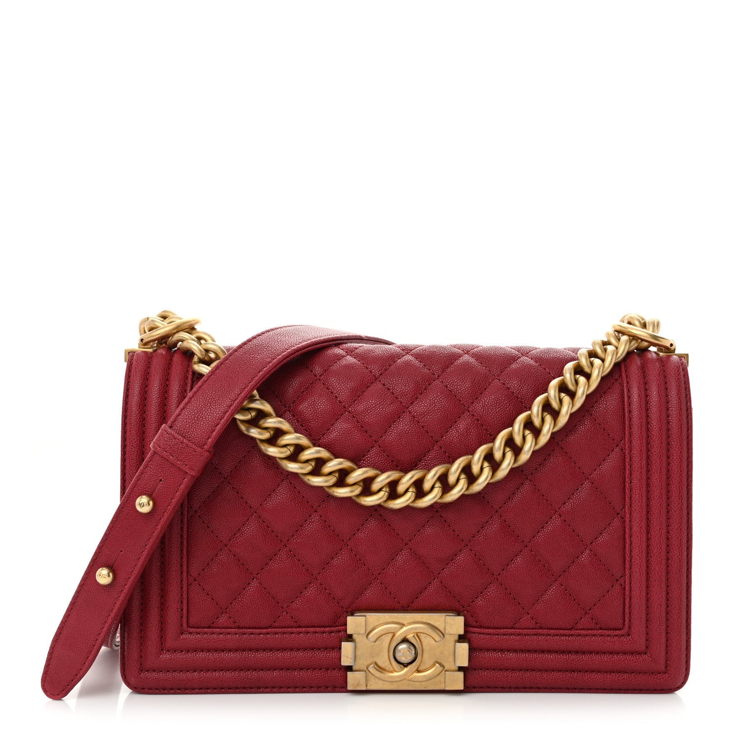 Caviar Quilted Medium Boy Flap Red