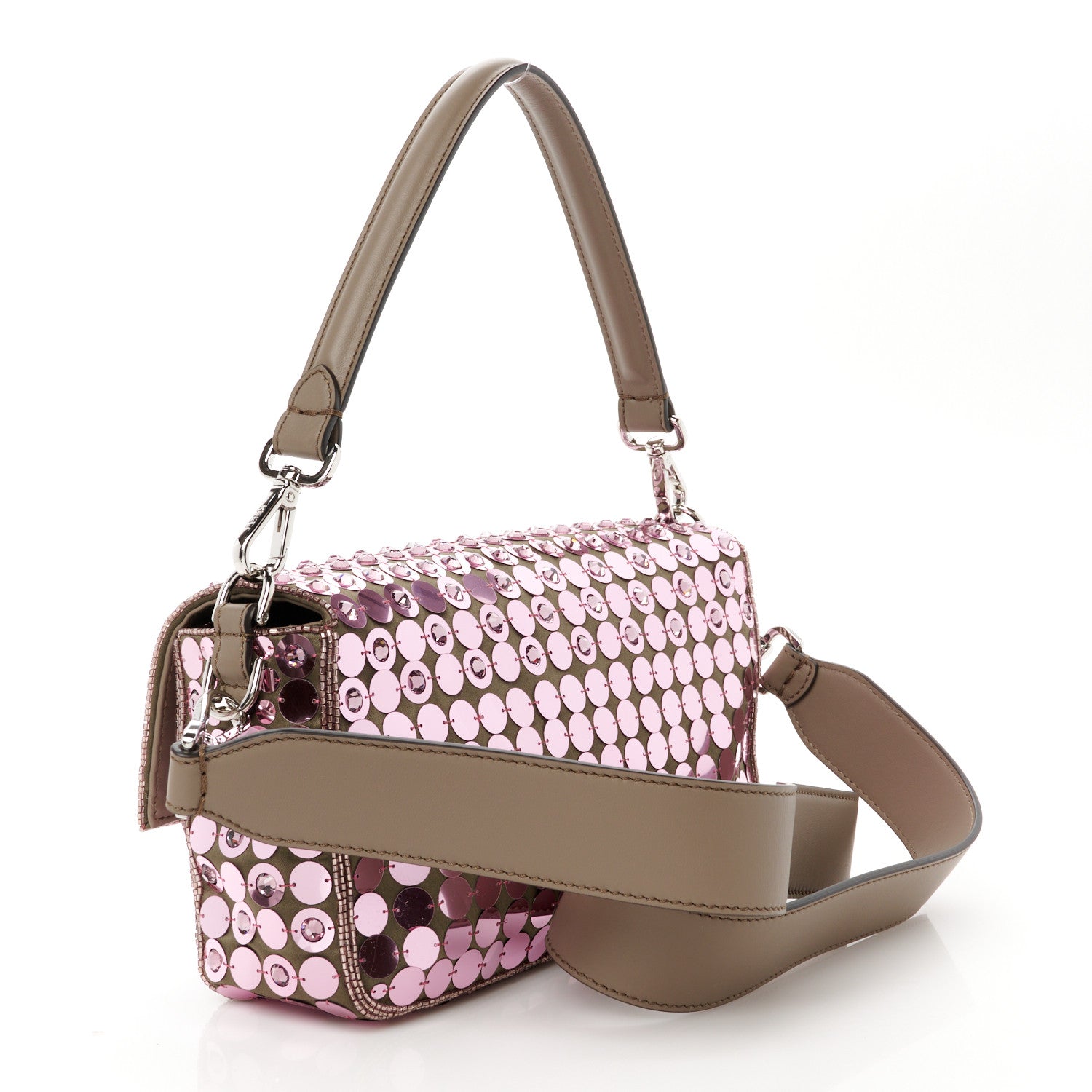 Ricamo Sequin Paillettes Strass Vitello Grace Baguette Rosa Tartufo