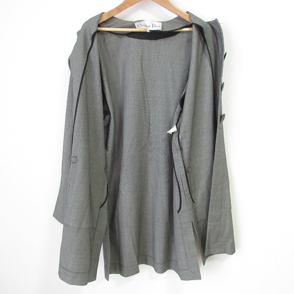 Christian Dior Vintage Wool Mid-length Collarless Jacket Coat
