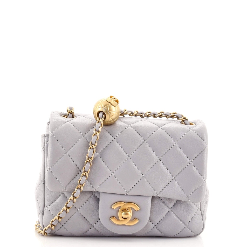 Pearl Crush Square Flap Bag Quilted Lambskin Mini