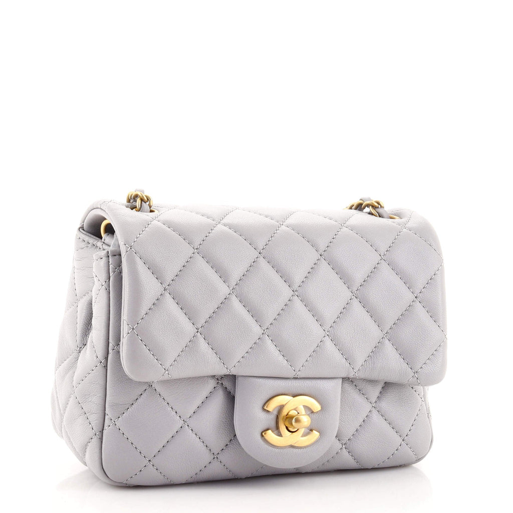 Pearl Crush Square Flap Bag Quilted Lambskin Mini