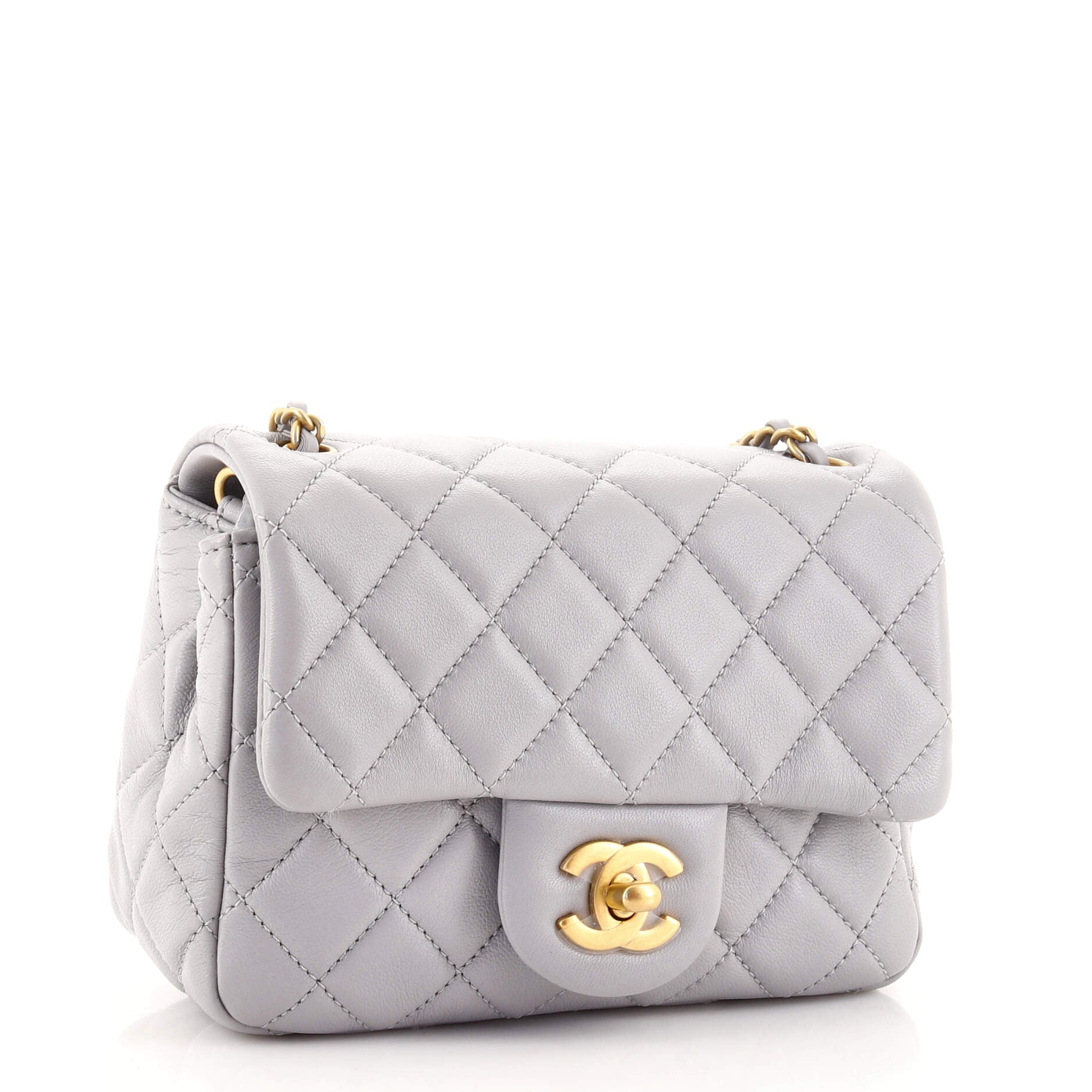 Pearl Crush Square Flap Bag Quilted Lambskin Mini