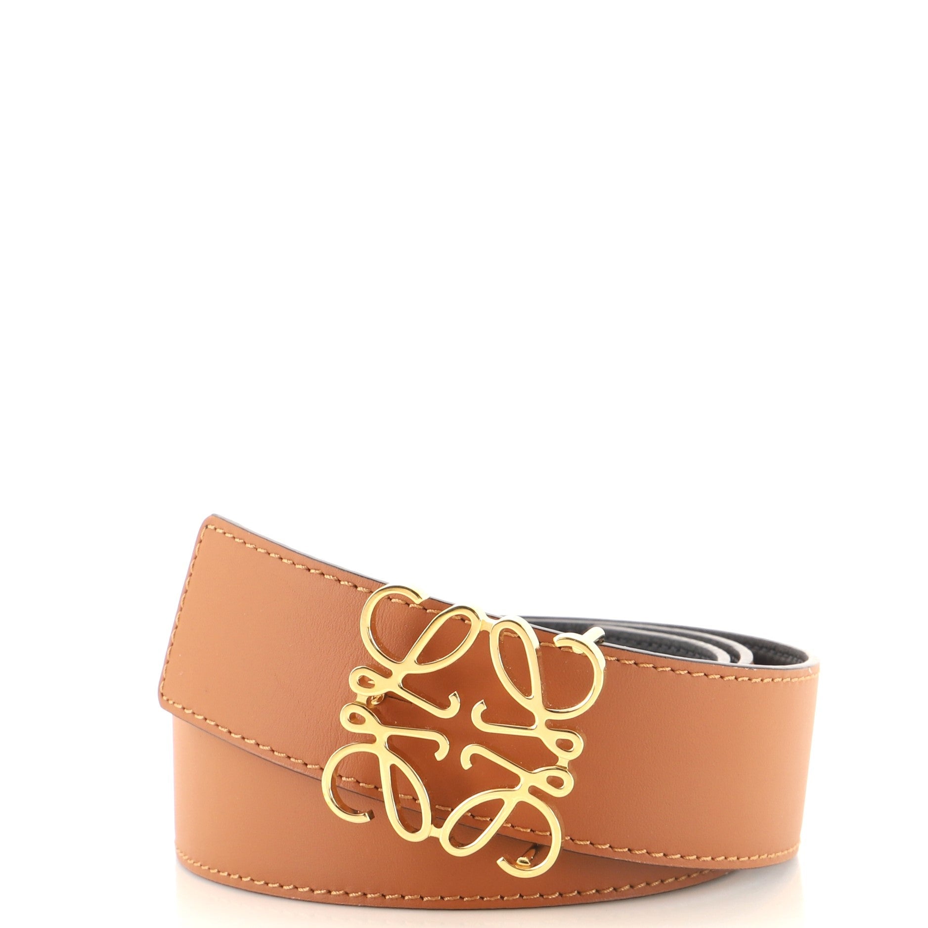 Anagram Logo Buckle Belt Leather Wide 80