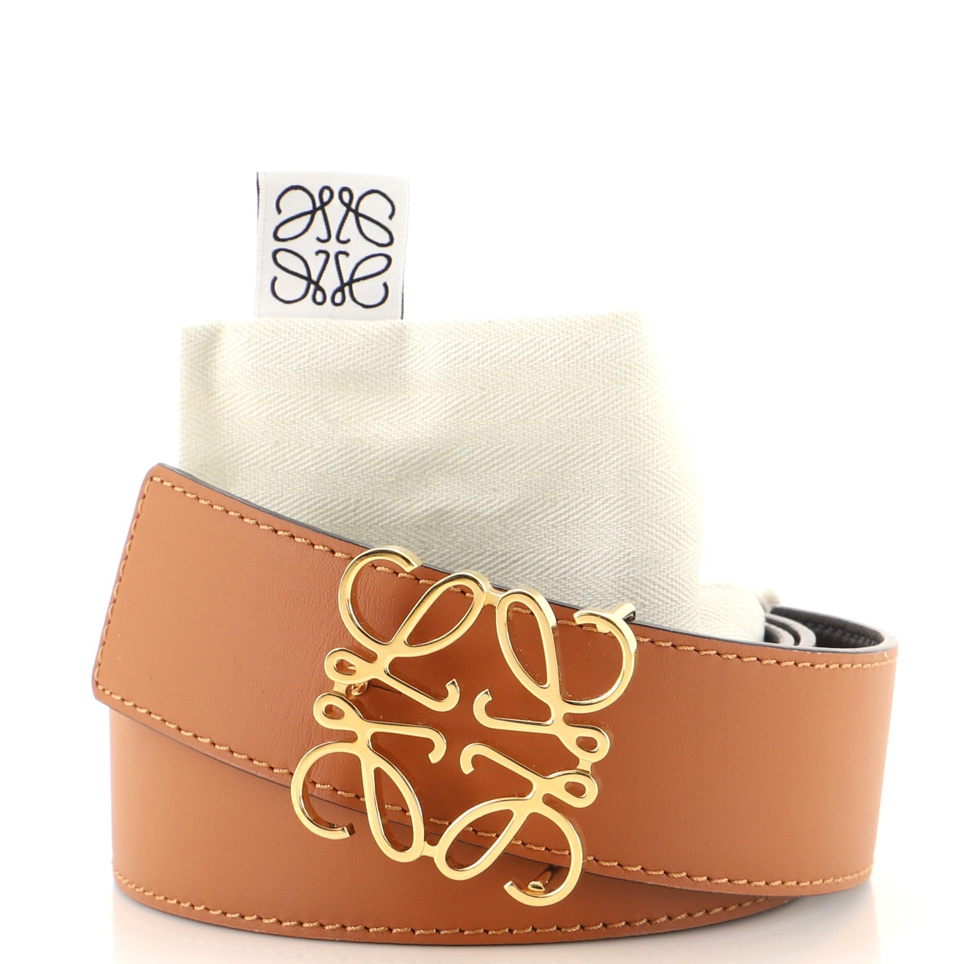 Anagram Logo Buckle Belt Leather Wide 80