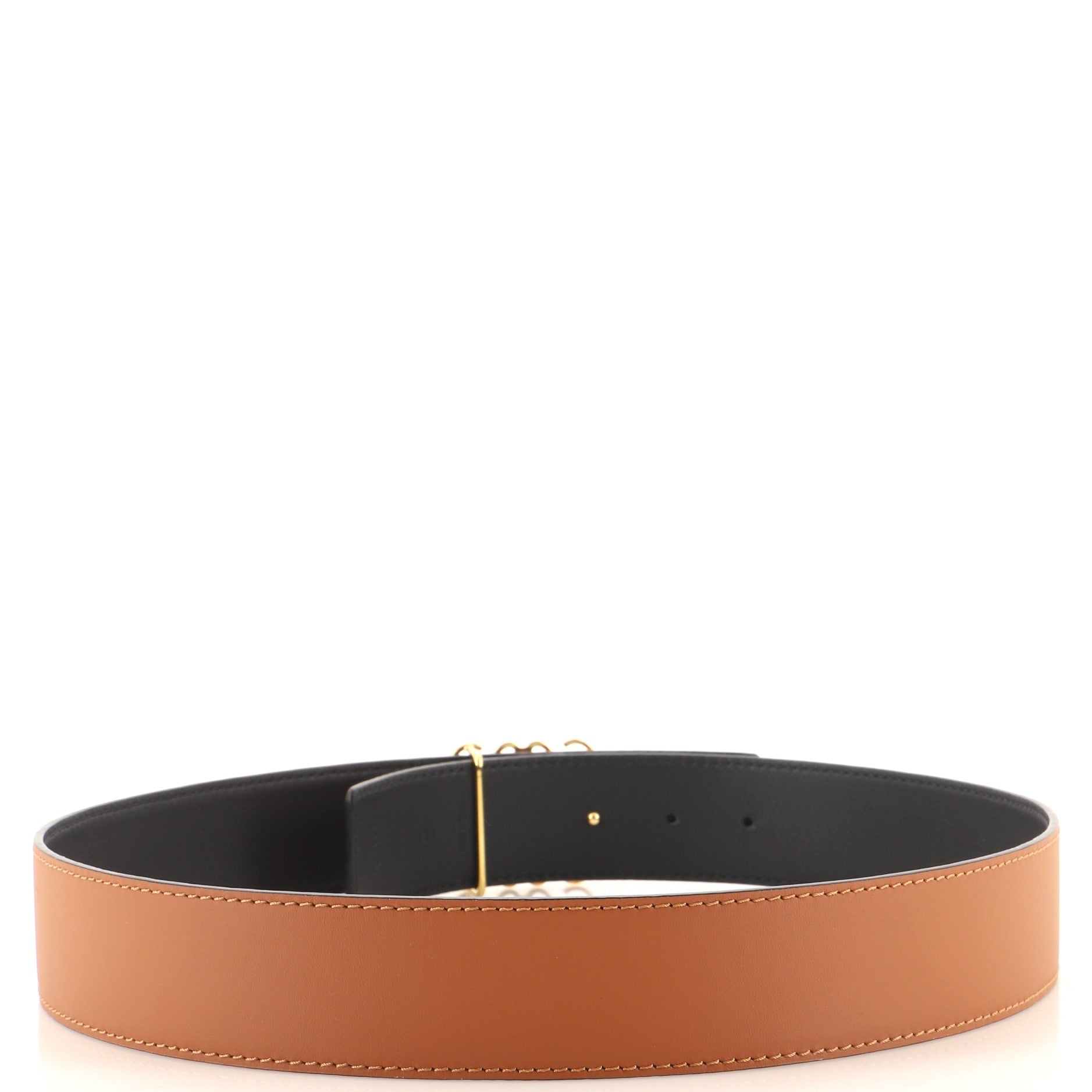 Anagram Logo Buckle Belt Leather Wide 80