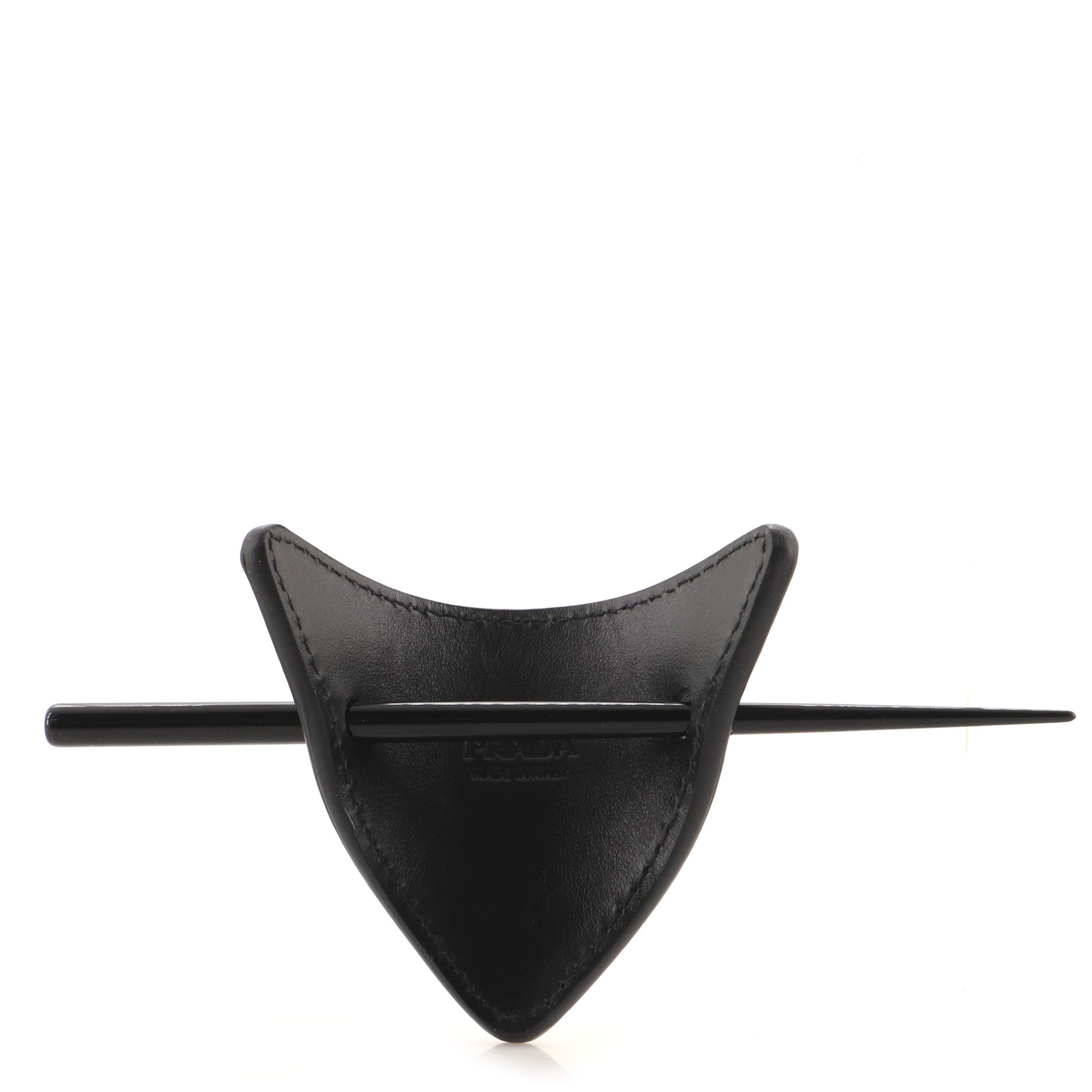 Triangle Logo Pin Hair Clip Leather XS