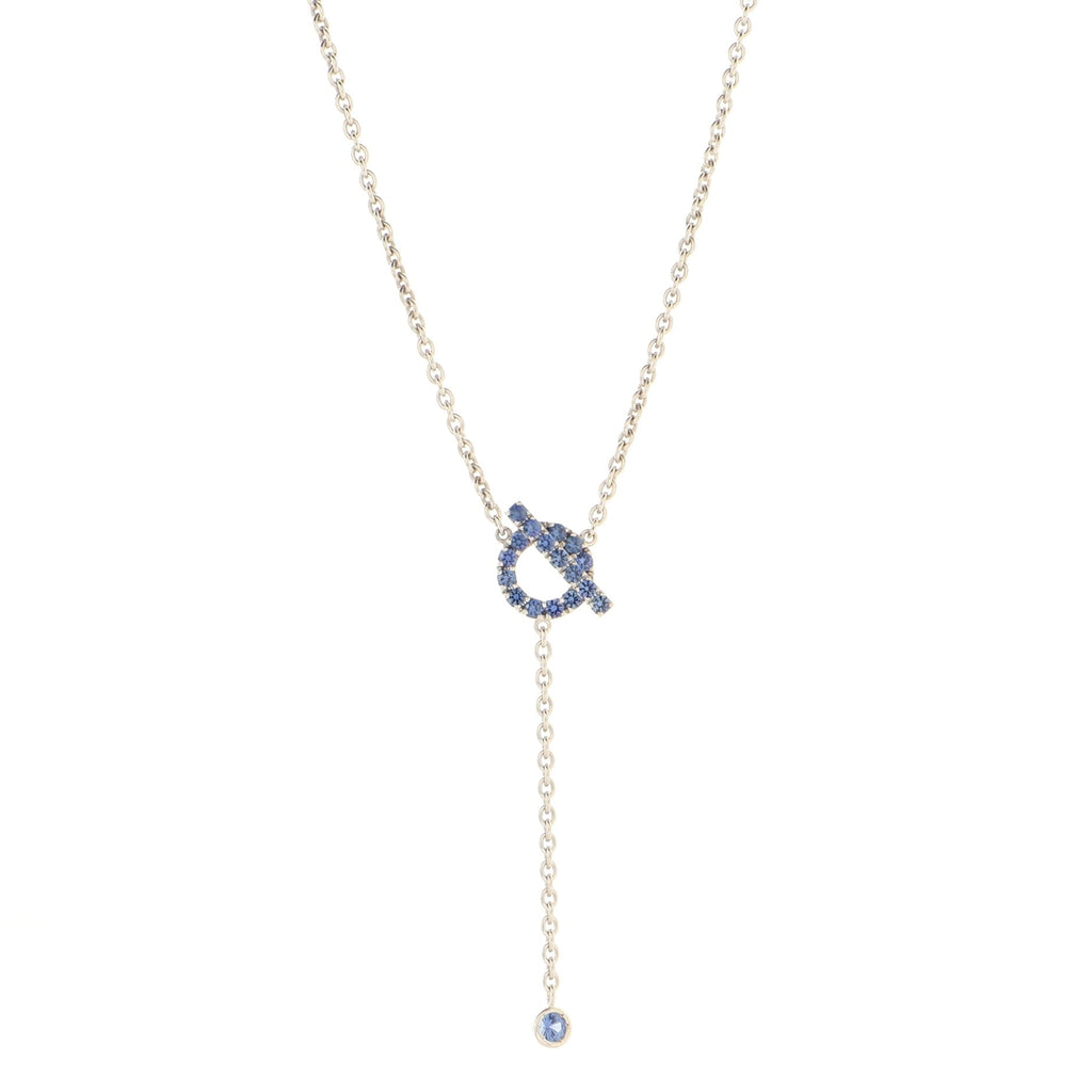 Finesse Lariat Necklace 18K White Gold with Blue Sapphires