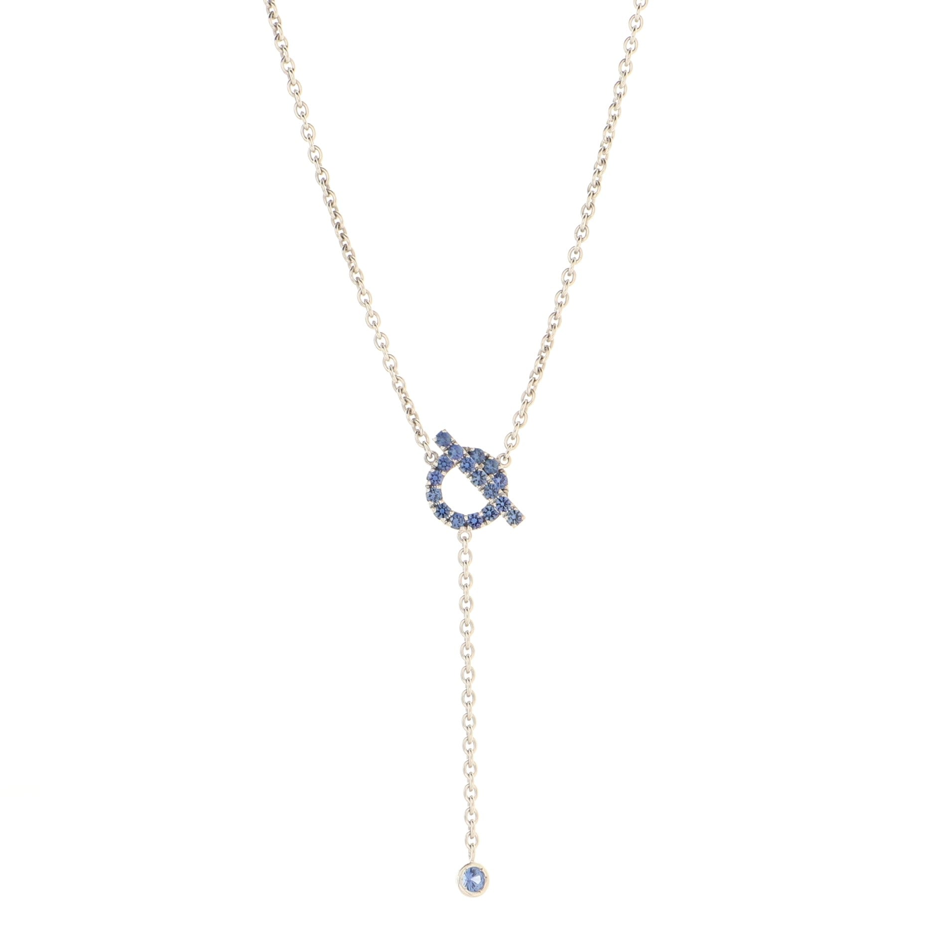 Finesse Lariat Necklace 18K White Gold with Blue Sapphires