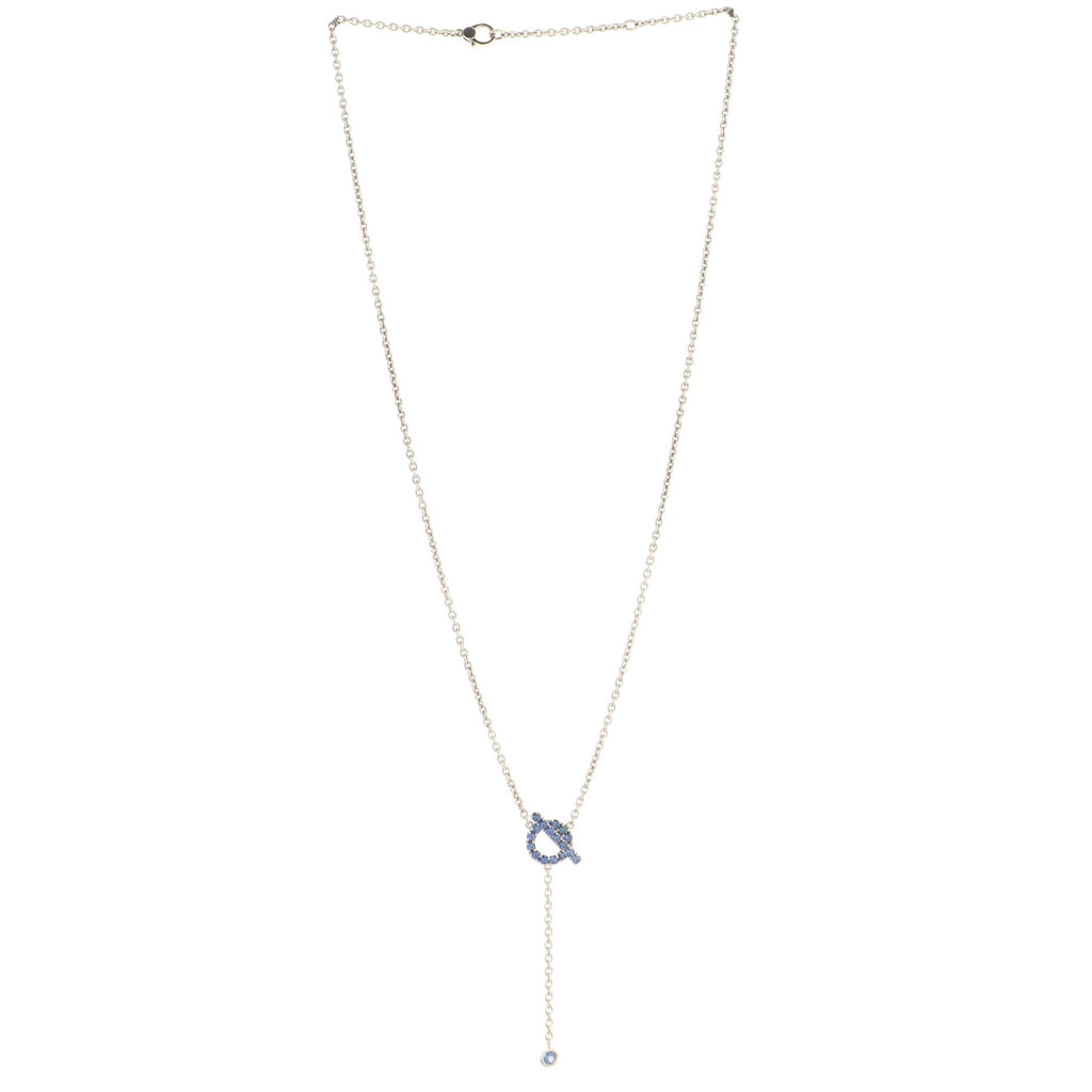 Finesse Lariat Necklace 18K White Gold with Blue Sapphires