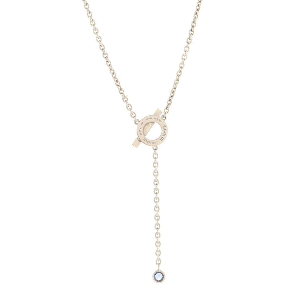 Finesse Lariat Necklace 18K White Gold with Blue Sapphires
