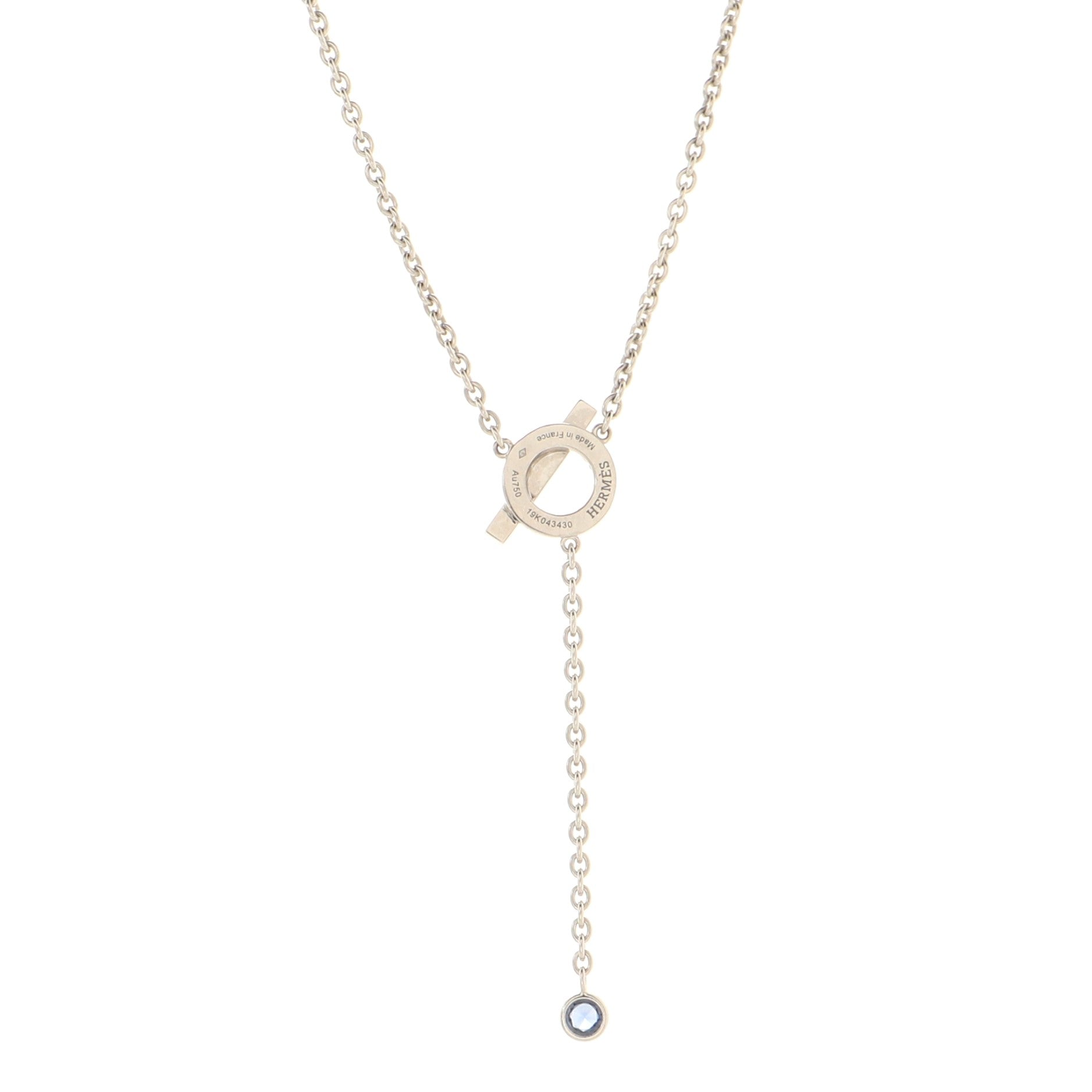 Finesse Lariat Necklace 18K White Gold with Blue Sapphires