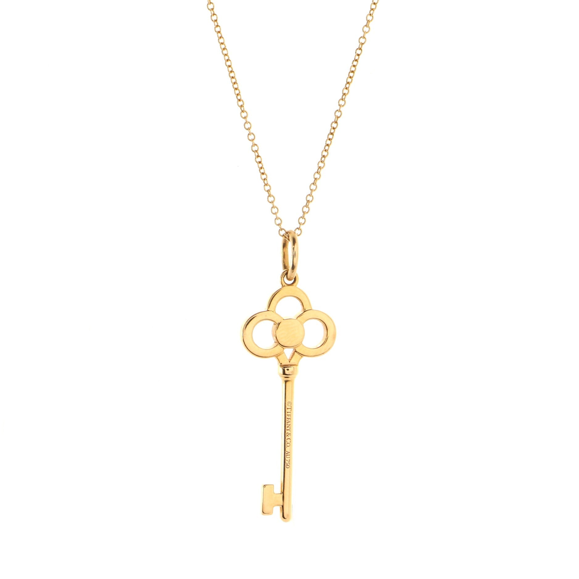 Crown Key Pendant Necklace 18K Rose Gold with Diamonds