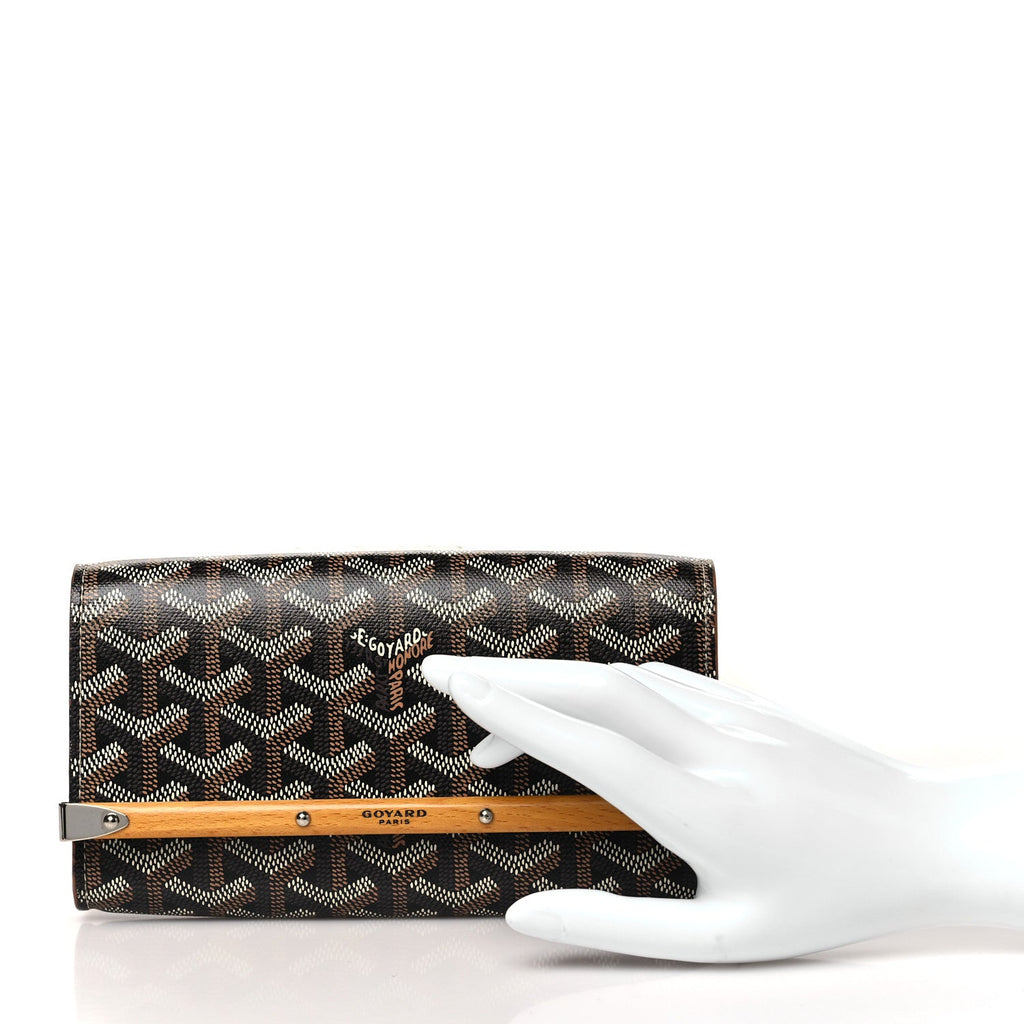 Goyardine Monte Carlo Bois Clutch Black Gold
