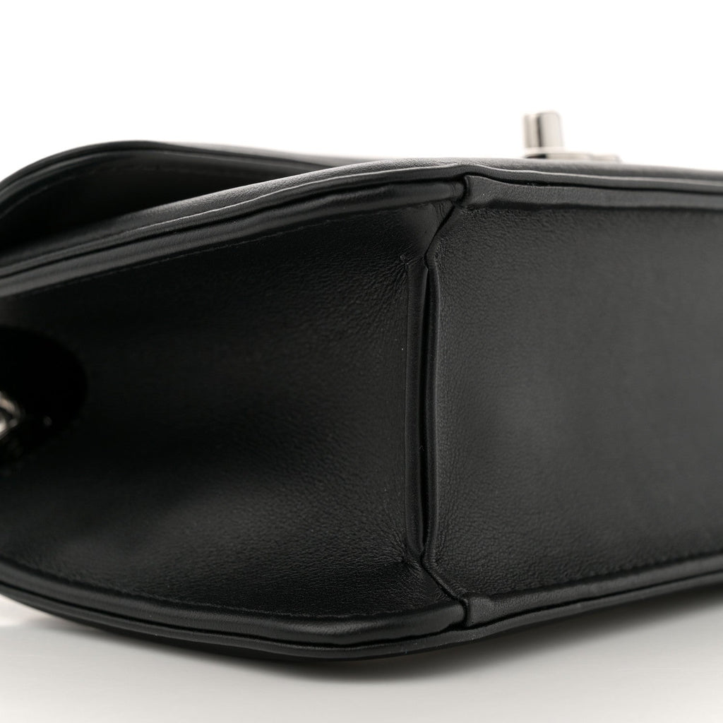 Lambskin Calfskin Mini Chocolate Bar Flap Bag White Black