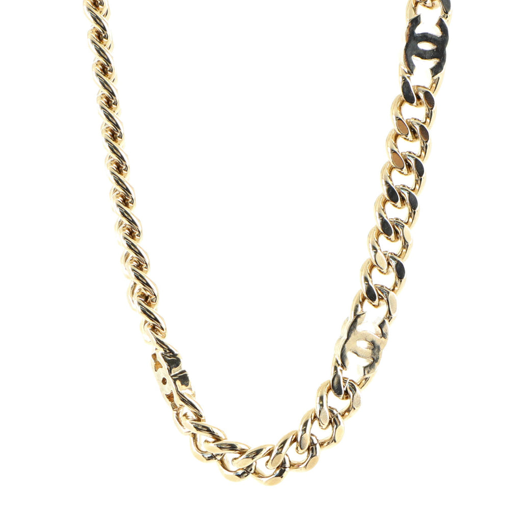 Triple CC Link Chain Choker Necklace Metal with Enamel