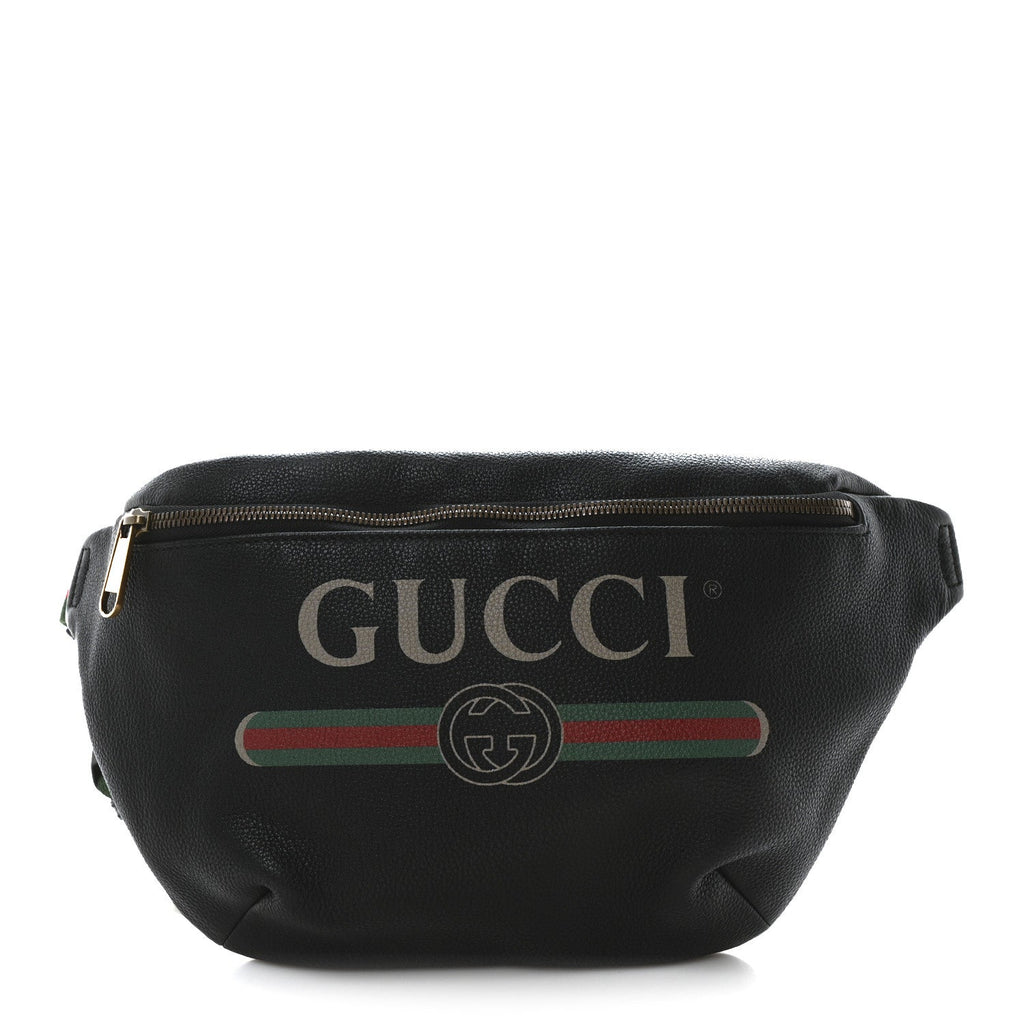 Grained Calfskin Small Logo Belt Bag Black