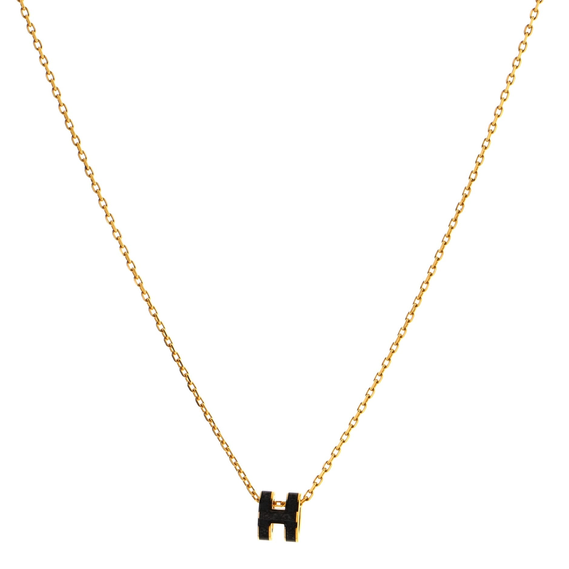 Pop H Pendant Chain Necklace Metal and Enamel Mini