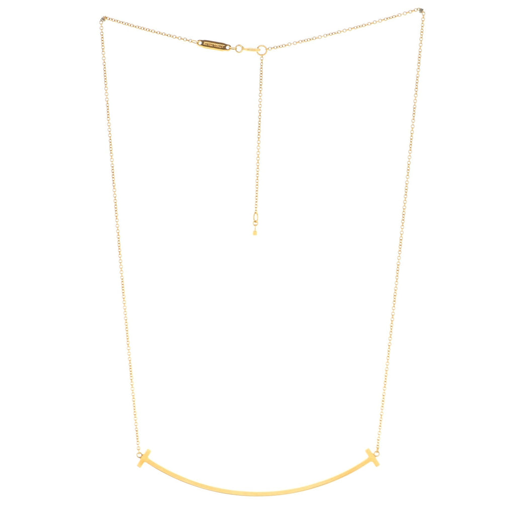T Smile Pendant Necklace 18K Yellow Gold Large