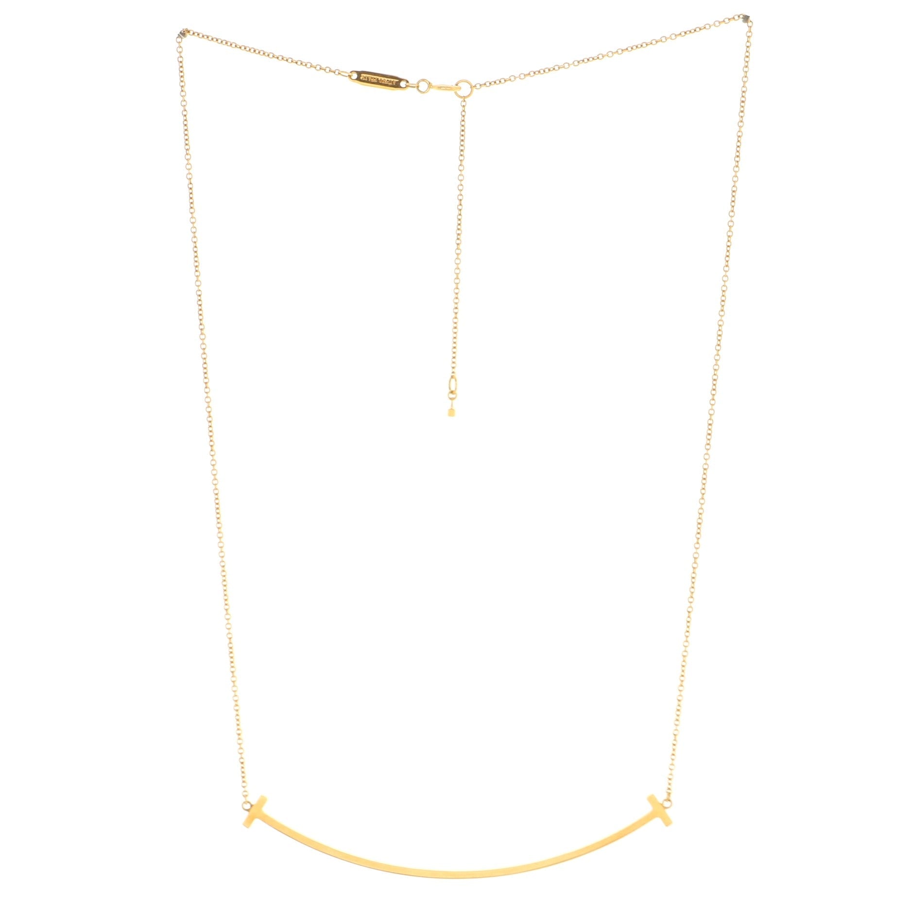 T Smile Pendant Necklace 18K Yellow Gold Large