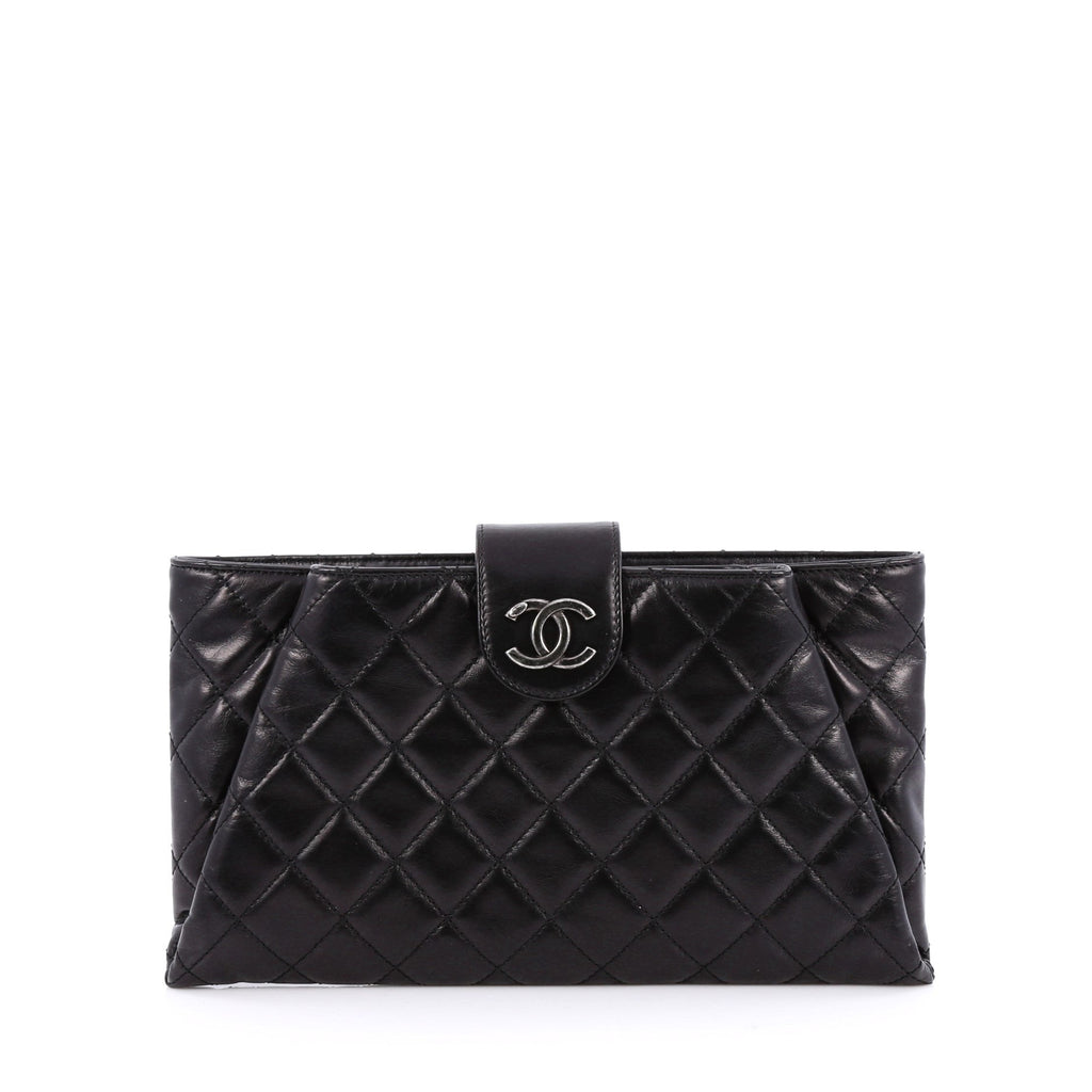 Coco Pleats Clutch Quilted Glazed Calfskin