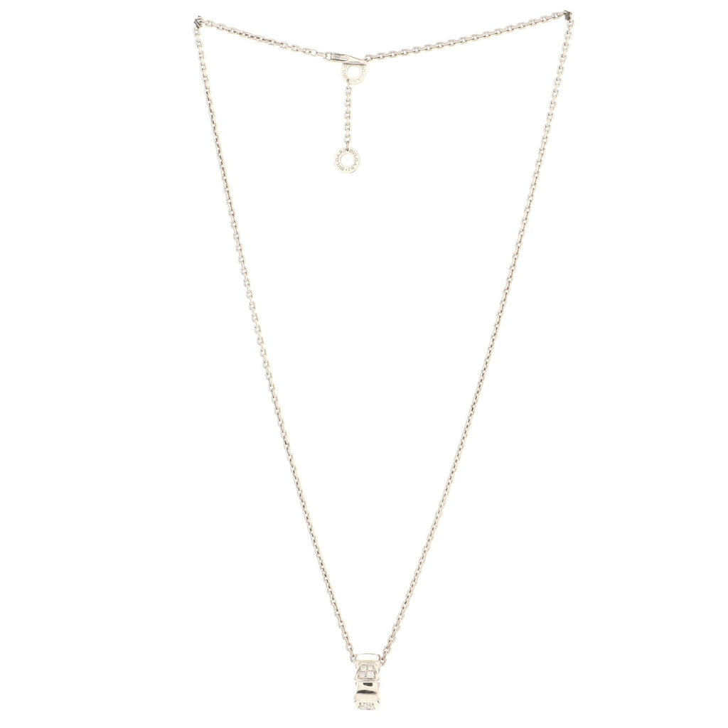 Serpenti Viper Pendant Necklace 18K White Gold with Pave Diamonds