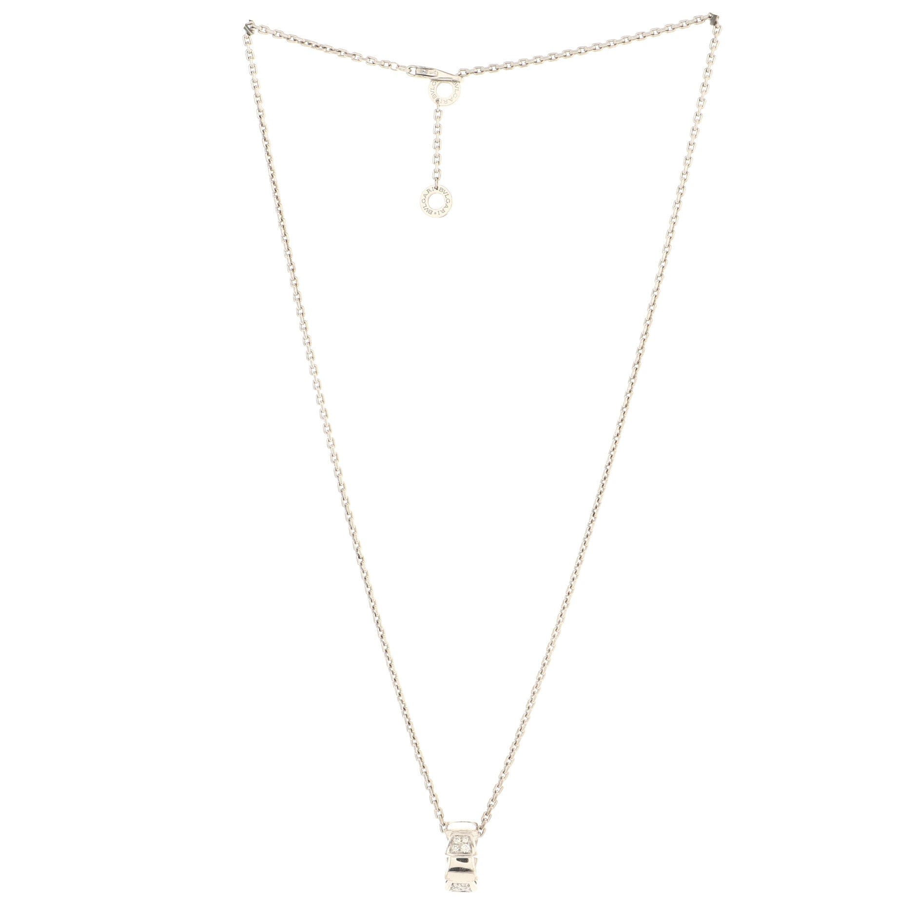Serpenti Viper Pendant Necklace 18K White Gold with Pave Diamonds